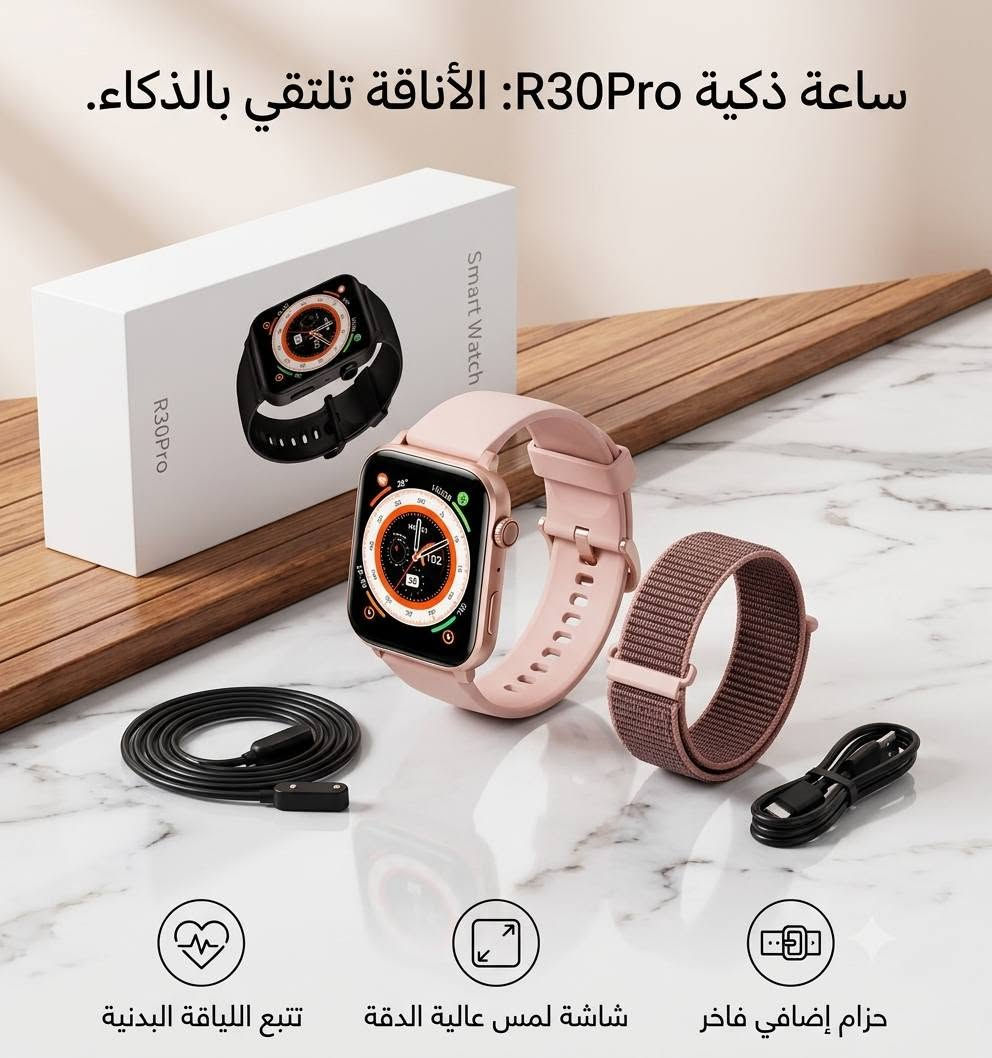 القطعة ب10 الاف قطع امزون نوادر كله جديد ومتنوع و بلاش و عالفحص شرط الشغل واي مشكلة اكو استبدال واسترجاع تفضل خاص وتدلل او تراسلني واتساب فقط مراسلة ما بيه خط يعني ما بيه اتصال حتى لا تكول ما كلتلي 
***********

نص مكتوب في الصور:
- الساعة الذكية المثالية لنمط حياتك النشط تصميم أنيق، تكنولوجيا متقدمة
- ساعة ذكية R30Pro: الأناقة تلتقي بالذكاء. حزام إضافي فاخر شاشة لمس عالية الدقة تتبع اللياقة البدنية
- FEI XUE NECK FAN تبريدك الشخصي، في كل مكان وزمان خفيف للغاية ومريح تبريد صامت مثالي للرياضة والسفر Model: BP963
- AURORA WELLNESS تناغم شخصي في أي مكان. مصمم لراحتك. INTUITIVE DESIGN. PERSONALIZED WELLNESS. Find Your Calm.
- تجربة CarPlay لاسلكية. بكل سهولة. التوصيل والتشغيل. الملاحة. الموسيقى. التحكم الصوتي.
- كولمي P81 - ساعتكم الذكية الأولى والأكثر أناقة تتبع دقيق للصحة ومعدل ضربات القلب مراقبة النشاط اليومي واللياقة عمر بطارية طويل للاستخدام المستمر تلقي الإشعارات والرسائل الذكية
- — PREMIUM — STEREO EXPERIENCE صوت نقي، تصميم أنيق. ارتقِ بتجربتك الموسيقية.
- ارتق بأسلوب حياتك مع مع الساعة الذكية المتكاملة TRACK YOUR HEALTH. ELEVATE YOUR LIFE. تتبع دقيق للخطوات مراقبة معدل ضربات القلب اشتري الآن وابدأ رحلة اللياقة
- ارتقِ بنمط حياتك مع ساعة Wearables الذكية**
- WEARABLES SMART WATCH
- ❤️ -> قياس نبض القلب
- 🏃 -> تتبع اللياقة
- 📞 -> تنبيهات المكالمات
- 🔋 -> عمر بطارية طويل