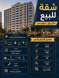 السلام السكني الجديد • ١١٣م • غرفتين وصالة