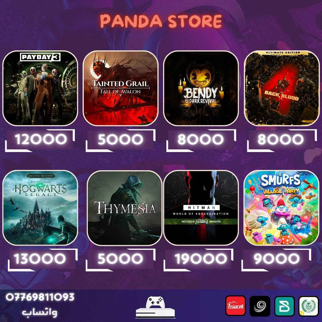 عندك xbox او pc وتبحث عن اشتراك بسعر مناسب ومضمون؟
باندا ستور وفرلك الحل للكيم باس الي يشمل اكثر من 500 لعبة باشتراك رسمي ومضمون طوال فترة الاشتراك 
🔶️اسعار اشتراك التمت
شهرين ب 20 الف
75 يوم ب 25 الف
4 اشهر ب 40 الف
5 اشهر ب 47 الف
7 اشهر ب 72 الف
8 اشهر ب 85 الف
10 اشهر ب 105 الف
12 شهر ب 125 الف

🔷️عروض بريموم
20 يوم ب 5 الاف
مع تخفيضات للالعاب 50% ⚡️

وكذالك متوفر شحن العاب 
call of duty 
fortnite 
rocket league 
dead by daylight 
rust
assassin's creed 
fifa
وشحن كرو فورتنايت ب 8 الاف فقط

متوفر زين كاش/ ماستر رافدين/ FIB/ اسيا / اثير
الدفع باسيا / اثير اغلى

للتواصل على الخاص او واتس اب
***********
***********
