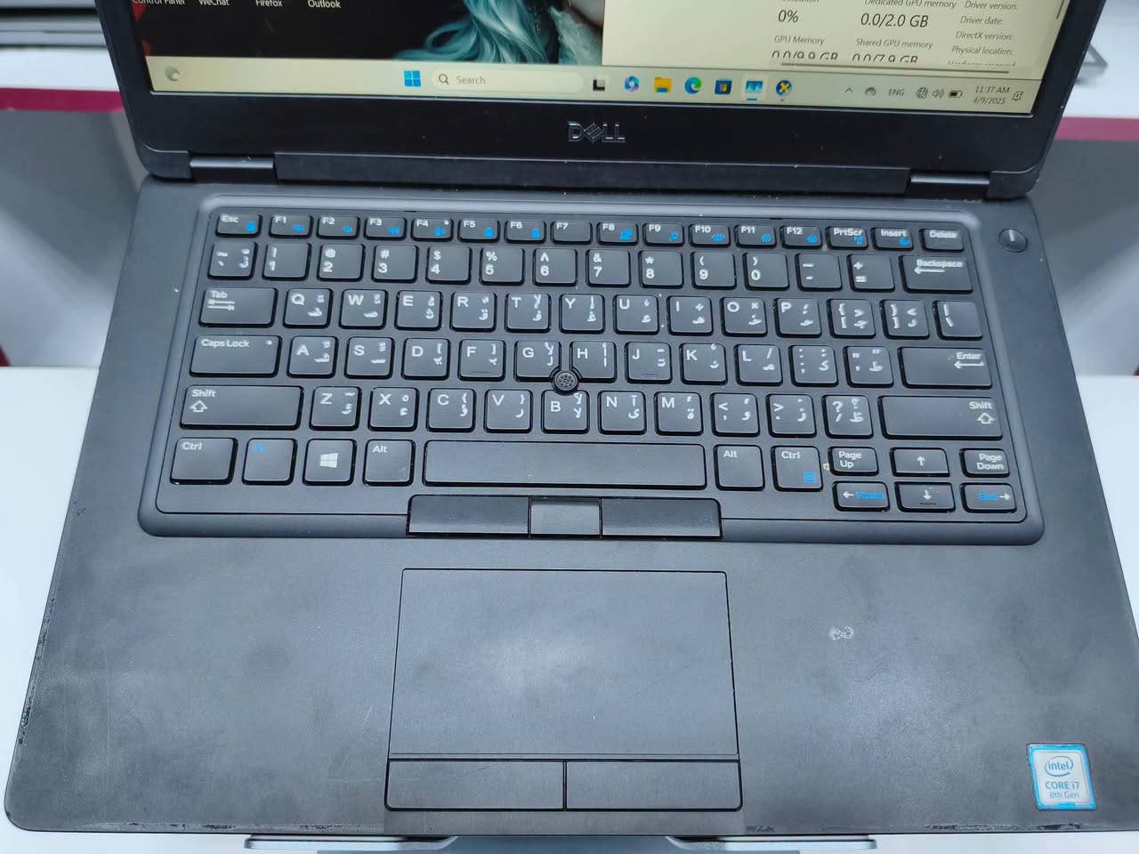 لابتوب الأداء القوي والسرعة الفائقة Dell Latitude 5490
بمعالج Cor i7 وجيل8 ،وكل هذا  —  وبسعر 380الف فقط🔥

إذا تبحث عن لابتوب يجمع بين القوة، الخفة، والاعتمادية للمهام الصعبة، الدراسة، أو العمل.. فهذا الجهاز هو خيارك الأفضل

—أبرز المواصفات: 
-معالج: Core i7 U  
-الجيل: الثامن
-التخزين: 256GB SSD M.2
-الرام: 16 GB DDR4
-الحجم: 14 FHD
-كرت الشاشة:Nvidia MX130 2 gb

🚕 التوصيل مجاني لجميع المحافظات 
—الملحقات: 
🔌شاحنة اصلية
🖱️ماوس
💼جنطة 
تواصل واتساب: ***********

نص مكتوب في الصور:
- System Information
- Time of This Build: Wednesday, April 3, 2025, 11:29:23 AM
- Computer Name: DESKTOP-DB444B0
- Operating System: Windows 11 Pro 64-bit (10.0, Build 26200)
- Language: English (Regional Setting: English)
- System Manufacturer: Dell Inc.
- System Model: Latitude 5490
- BIOS: 1.41.8
- Processor: Intel(R) Core(TM) i5-8350U CPU @ 1.70GHz (8 CPUS), ~1.9GHz
- Memory: 16384MB RAM
- Page File: 5677MB used, 15212MB available
- DirectX Version: DirectX 12
- WHQL Signatures:
- DxDiag 10.00.26100.0118 04:08 Unicode Copyright © Microsoft, All rights reserved.
- Task Manager
- Performance
- CPU
- 1% 1.34 GHz
- Memory
- 5.7/15.8 GB (36%)
- Disk 0 (C:)
- SSD (RAID)
- 0%
- GPU 0
- Intel(R) UHD Graphics 620
- GPU 1
- NVIDIA GeForce MX130
- 3D
- Copy
- Compute_0
- Compute_1
- Dedicated GPU memory
- 0.0/2.0 GB
- Control Panel WeChat Firefox Outlook
- 11:37 AM
- 4/9/2025