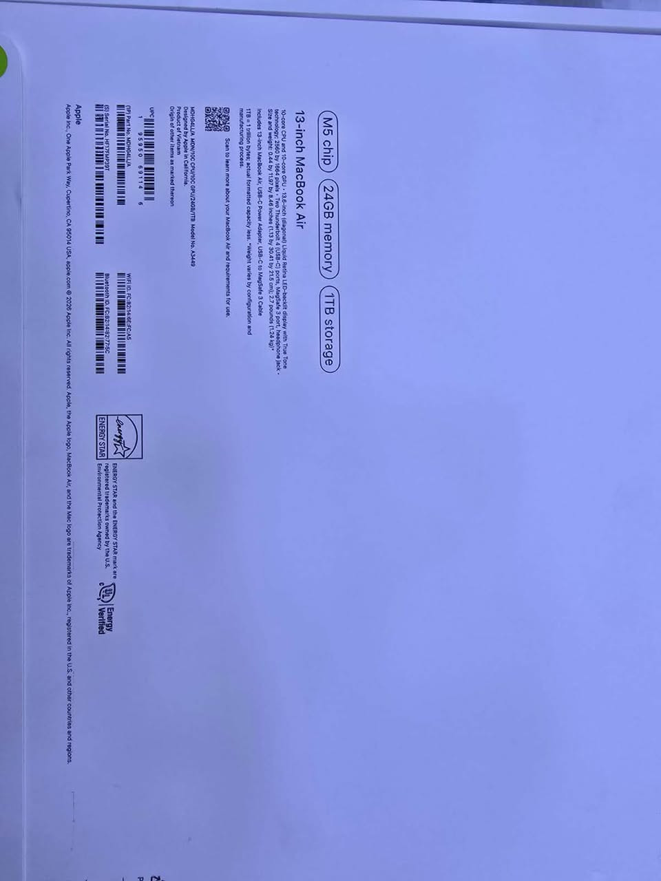 apple macbook air 2026
M5 
ram 24G 
ssd 1T 
13,6 
جديده لابتوب ممفعله فقط بس شريط الباكيت مفتوح 
كيبورد انكليزي - ضمان سنه 
لون اسود 
السعر : 2،350،000
بغداد - المنصور 
***********
