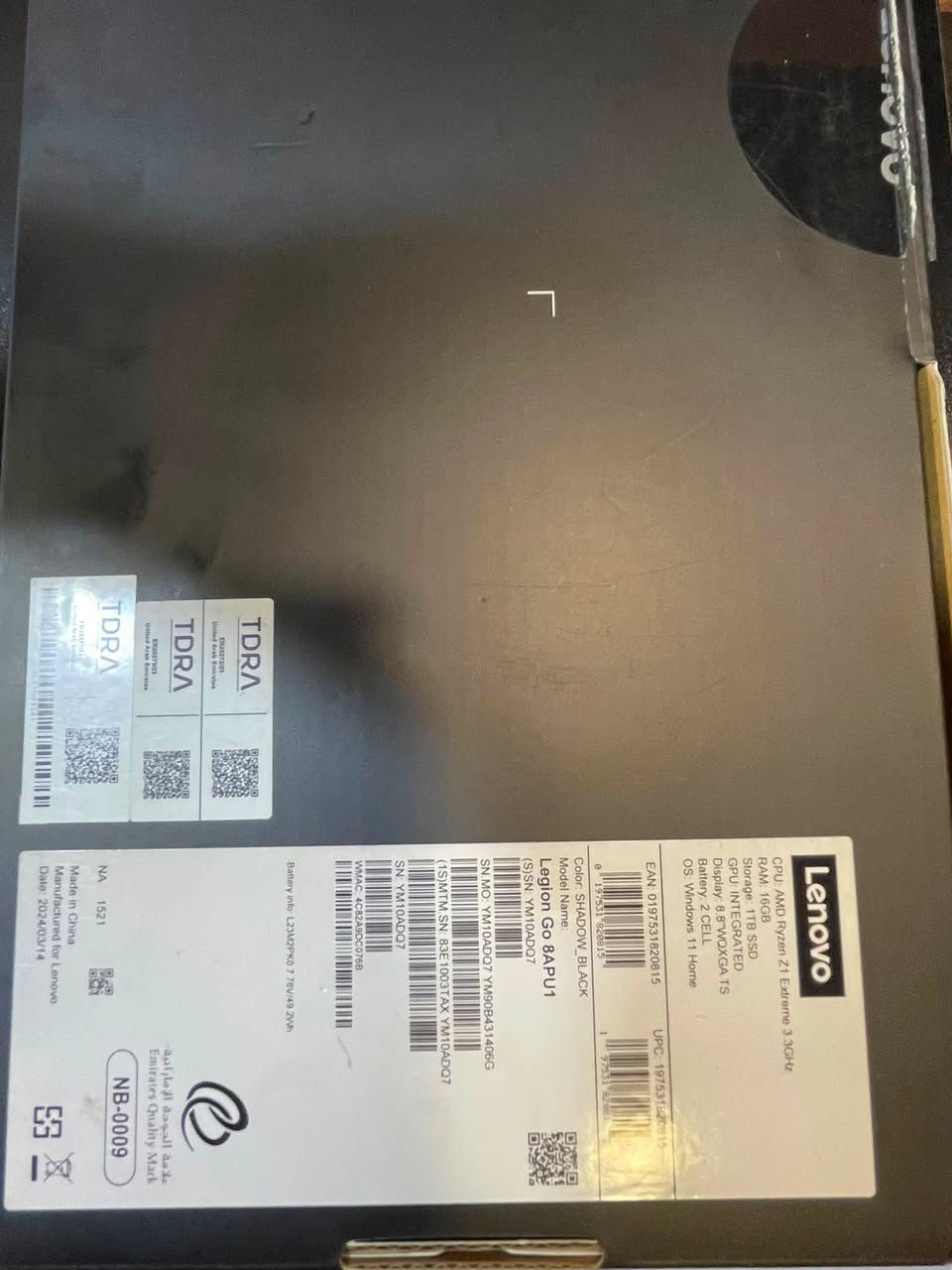لينوفو ليجن كو 1
مواصفات 
المعالج AMD RYZEN Z1 Extreme 
الرام 16GB 
الهارد 1T
 بطاريه 94.5
نظافه 100%

السعر 870 الف 
 للاستفسار 
*********** 

متوفر توصيل لجميع محافظات العراق
