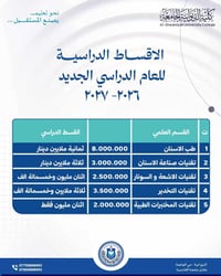 كلية الديوانية • أقسام طبية • خصومات وإعفاءات