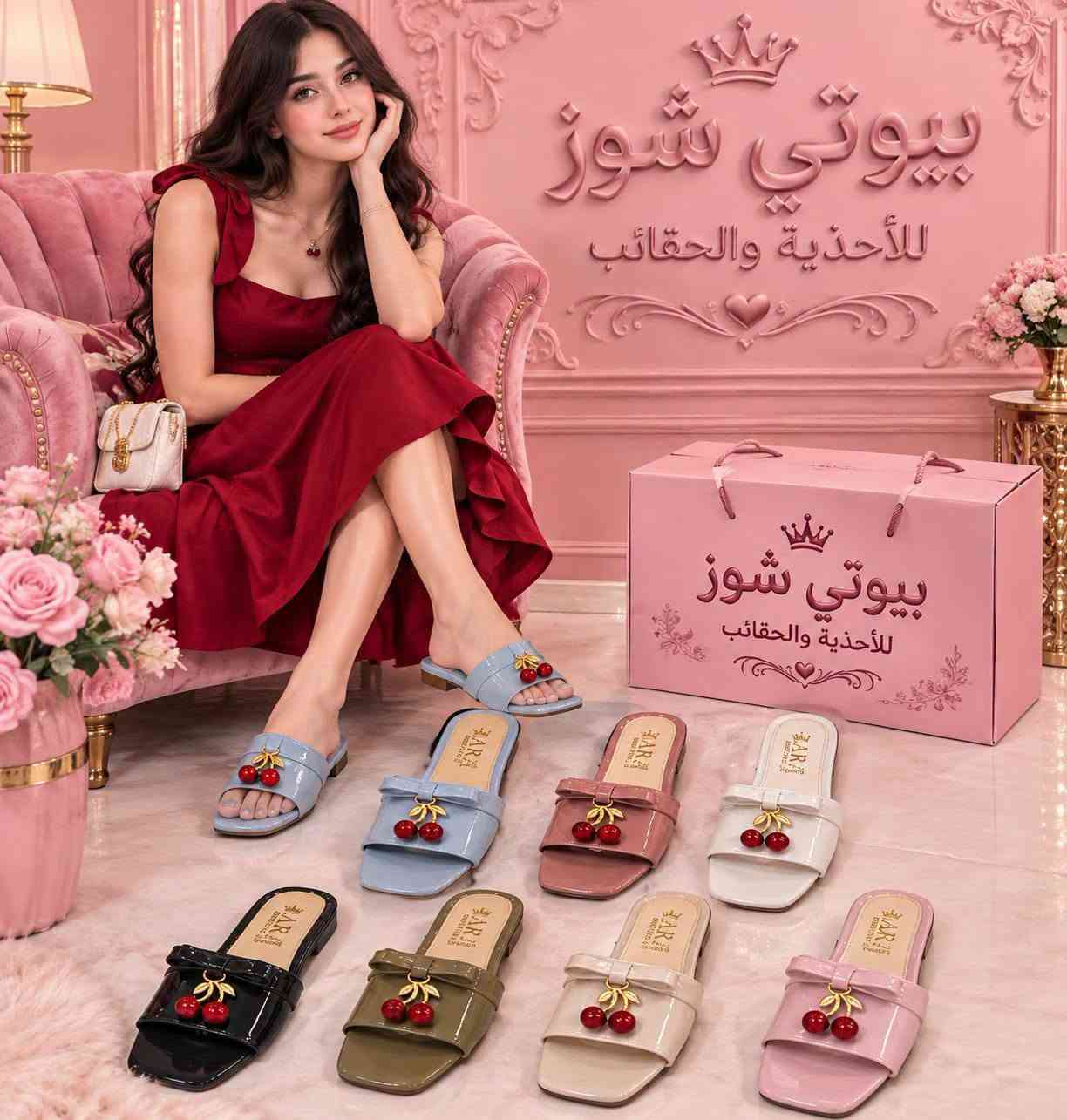 ⁨ شحاطة الكرز 🍒 🍒 من بيوتي شوز للأحذية والحقائب  
تصميم لطيف  موديلات الترند 🍒🍒🍒
قاعدة مريحة بألوان صيفية 🦋✨

قياسات 37-38-39-40-41
للحجز والاستفسار مراسلة الصفحة
او الاتصال على الرقم (***********) 📩
العنوان 📍بابل _ المسيب_ شارع البلدية
قرب مرطبات الخيام _ خلف صيدلية اللؤلؤة _مقابيل مجمع ديمة لملابس الاطفال وحديثي الولادة
يوجد خدمة توصيل داخل المسيب وكافة المحافظات

نص مكتوب في الصور:
- بيوتي شوز للأحذية والحقائب