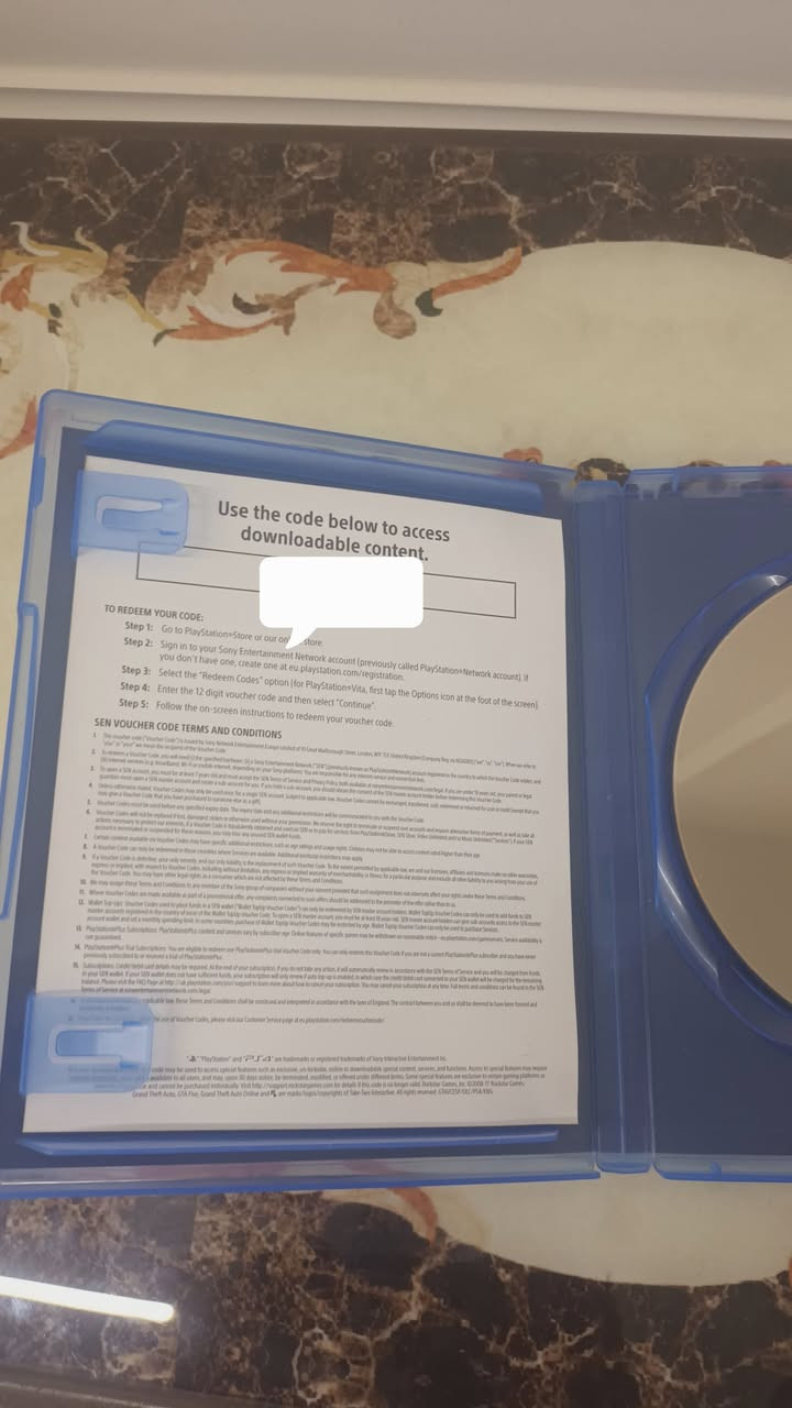 سلام عليكم
قرص جيتي اي فايف للبلي فور قرص نضيف درجه الكود ما مكتوب سعرها 18 الف بس عدنه توصيل لكافه محافضات عراق للسفسار راسلوني خاص موقعنه ميسان العماره
