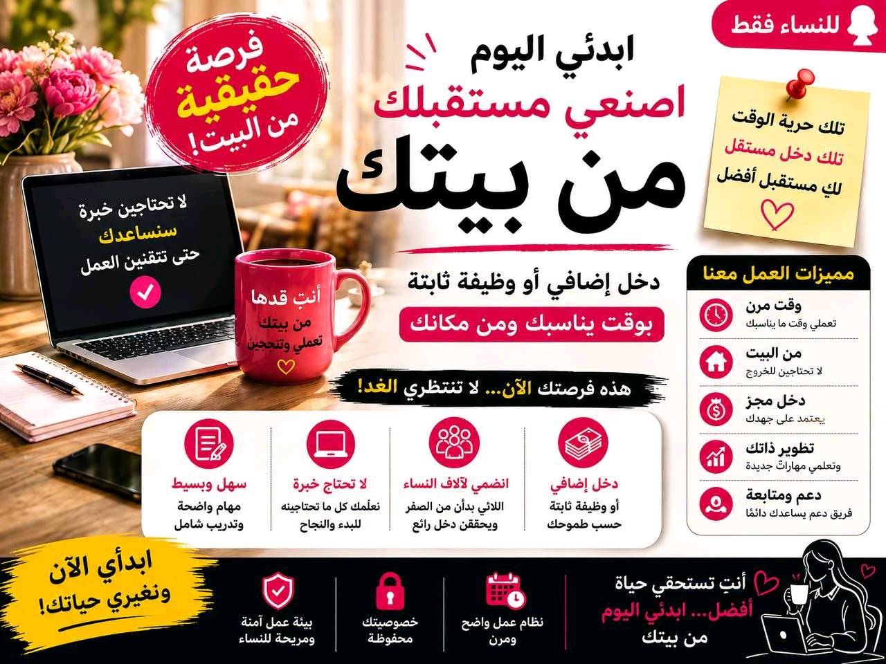 فرص عمل  لنساء فقط راتب 360الف من داخل المنزل