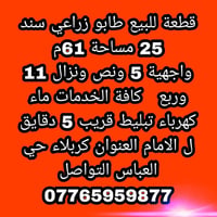 كربلاء حي العباس • طابو زراعي • ٦١م