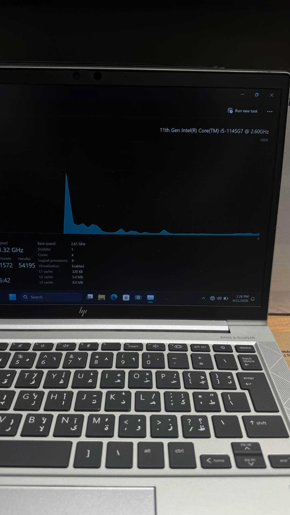 💻 HP EliteBook

لەپتۆپێکی جوان و کرداری، زۆر گونجاوە بۆ قوتابخانە، زانکۆ، کار و بەکارهێنانی ڕۆژانە.

ئەم لەپتۆپە بەکارهاتووە، بەڵام زۆر پاک و خاوێنە و بەبێ هیچ کێشەیەک کار دەکات.

🔹 تایبەتمەندییەکان:
• پرۆسێسەر: Intel Core i5 – نەوەی 11
• RAM: 8GB
• بیرگە: 256GB

کۆمەڵێکی زۆر لەپتۆپ و کۆمپیوتەری تریشمان هەیە بە تایبەتمەندی و نرخە جیاوازەکان.

📩 بۆ زانیاری زیاتر، DM بکەن یان پەیوەندیمان پێوە بکەن:

📱 WhatsApp: +41 76 608 31 66
📞 تەلەفۆن: ***********
———————————————————————

💻 HP EliteBook

لابتوب عملي وأنيق، مناسب للدراسة، الجامعة، العمل، والاستخدام اليومي.

الجهاز مستعمل، لكن بحالة نظيفة جداً ويعمل بشكل ممتاز دون أي مشاكل.

🔹 المواصفات:
• المعالج: Intel Core i5 – الجيل 11
• الرام: 8GB
• التخزين: 256GB

لدينا تشكيلة واسعة من اللابتوبات وأجهزة الكمبيوتر بمواصفات وأسعار مختلفة.

📩 لمزيد من المعلومات، راسلونا عبر الخاص أو اتصلوا بنا:

📱 WhatsApp: +41 76 608 31 66
📞 الهاتف: *********** أربيل, العراق

نص مكتوب في الصور:
- Disk 0 (C:)
- KBG40ZNS256G NVMe KIOXIA
- CPU
- 3.14 GHz
- Memory
- 3.3/7.7 GB (43%)
- SSD
- 2%
- GPU 0
- Intel(R) Iris(R) Xe Grap...
- Active time
- Average response time
- 19.7 ms
- Read speed
- 0 KB/s
- Write speed
- 110 KB/s
- Capacity:
- Formatted:
- System disk:
- Page file:
- Type:
- 239 GB
- 238 GB
- Yes
- Search
- 1:25 PM
- 9/21/2023
- 11th Gen Intel(R) Core(TM) i5-1145G7 @ 2.60GHz 100% 2.61 GHz 1 4 8 Enabled 320 KB 5.0 MB 8.0 MB 1:26 PM 9/21/2026 Run new task Search