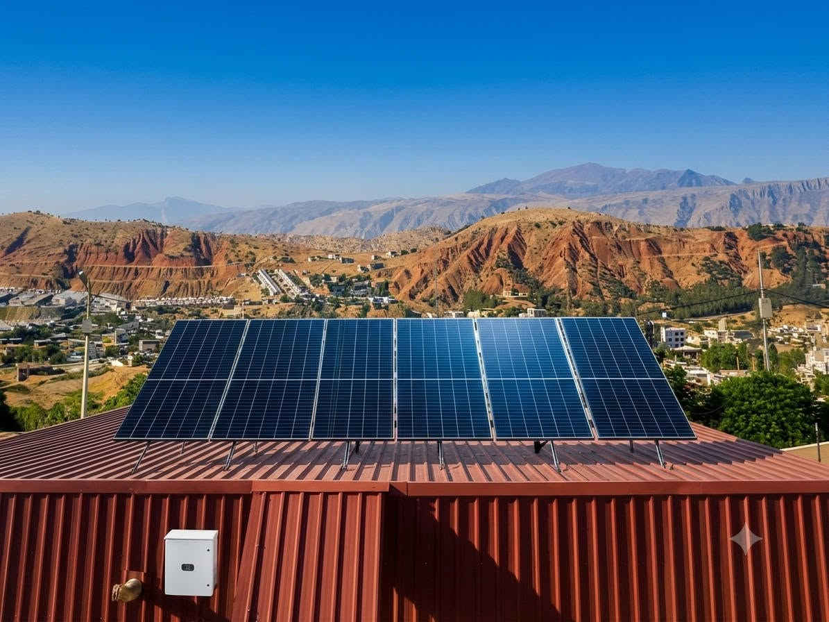 ألواح ٦×٦٥٠ وات • بطارية ١٦ kWh • عاكس ٦ كيلوواط هجين