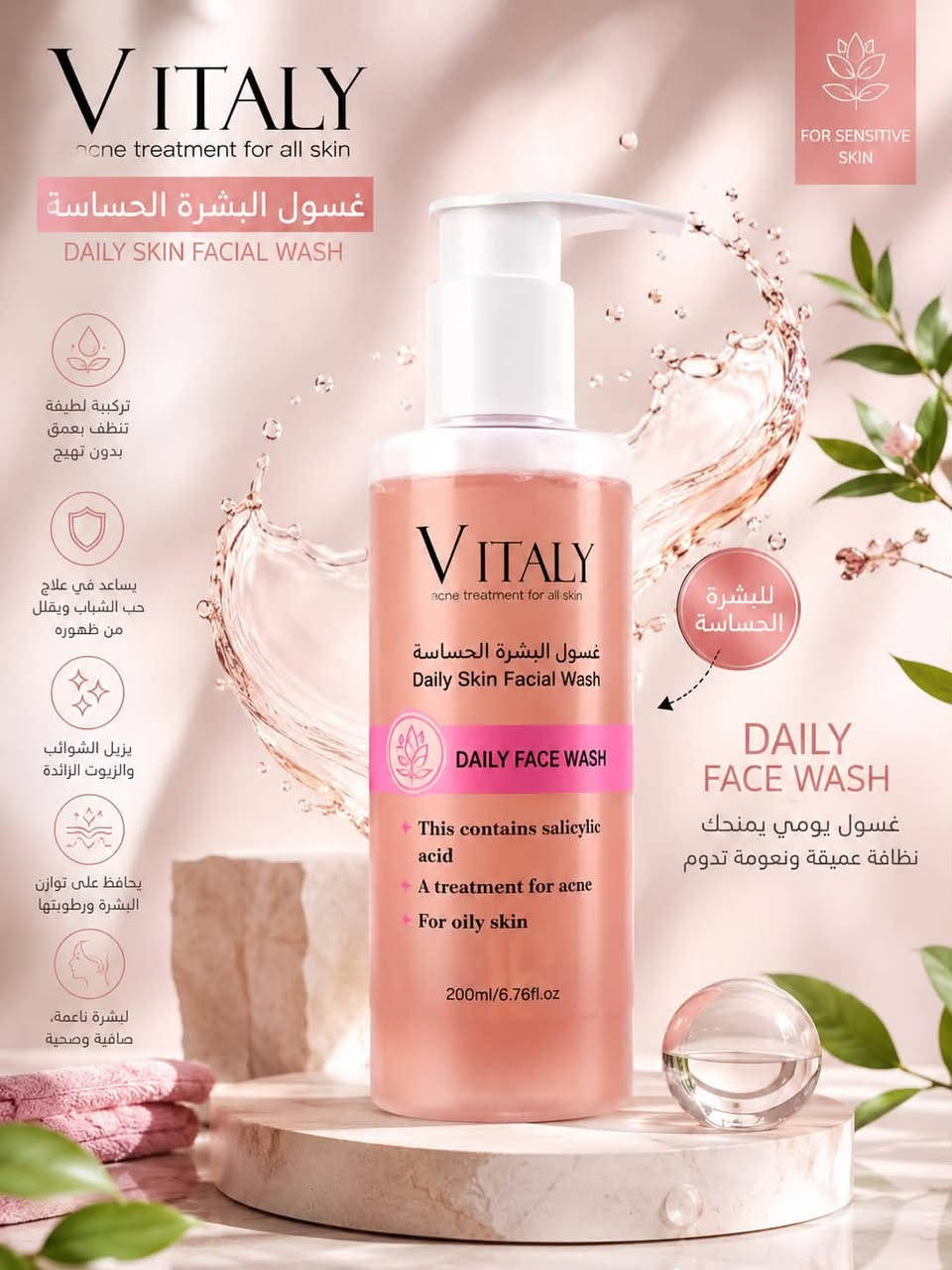 ✨ نظافة وانتعاش حسب نوع بشرتچ مع غسول VITALY 💦🧴

ثلاث أنواع حتى تختارين الأنسب لبشرتچ:

🌸 للبشرة الحساسة — تنظيف لطيف وعناية يومية بدون قسوة.

💙 للبشرة الدهنية — يساعد على تنظيف الدهون الزائدة والشوائب ويمنح البشرة إحساس بالنظافة والانتعاش.

💚 للبشرة المختلطة — ينظف البشرة ويساعد بالحفاظ على توازنها بدون إحساس بالشد.

✨ استخدام يومي • حجم 200 مل
اختاري النوع المناسب لبشرتچ وخلي النظافة أول خطوة بروتين العناية 💖

سعر 7.000
عنوان بغداد اركية وفاضل شارع المسبح العام
توصيل داخل المنطقة مجاناً بغداد والمحافظات 5
للحجز والاستفسار مراسلة الصفحة او الرقم ***********
