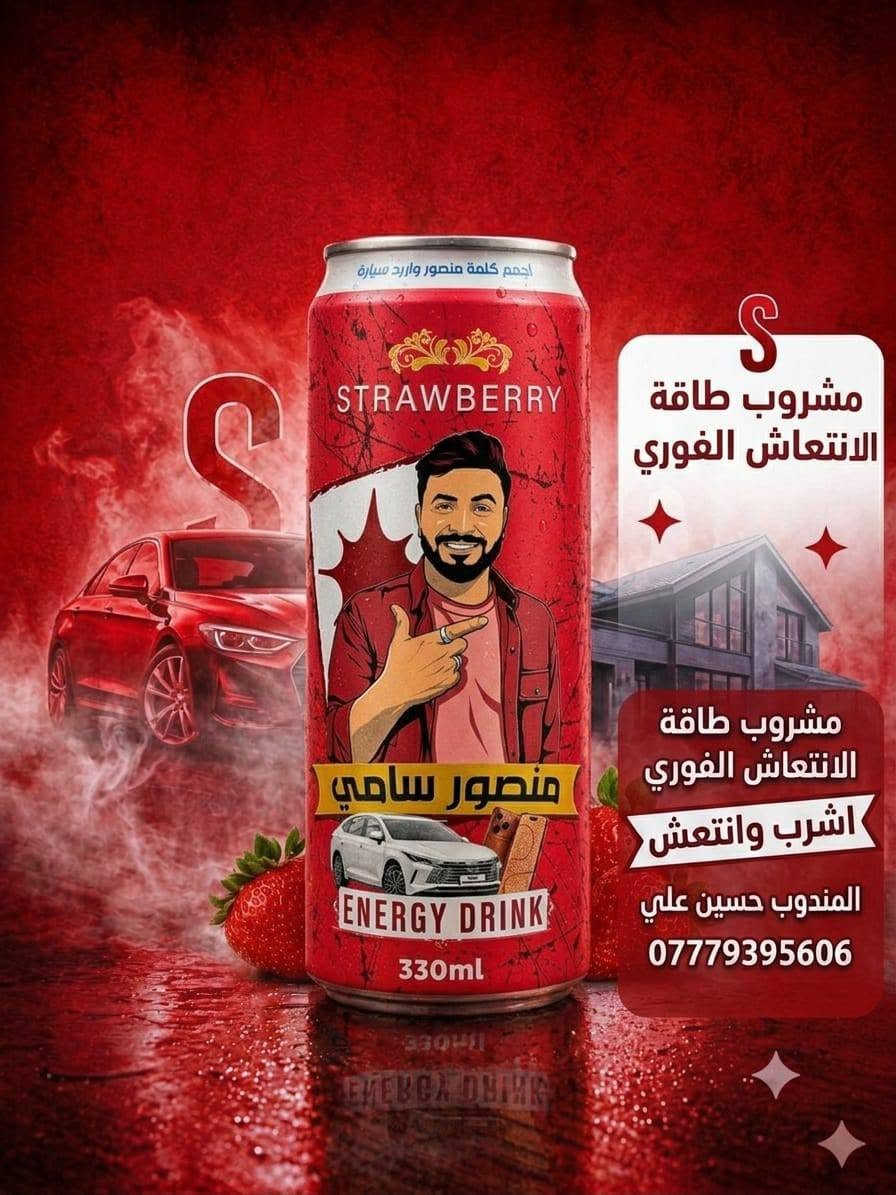 ⚡ منصور سامي... طاقة تصنع الفارق! ⚡

عندما تحتاج إلى دفعة من النشاط والتركيز، فإن مشروب الطاقة منصور سامي هو الخيار الأمثل. تركيبة مميزة ومذاق رائع يمنحانك إحساسًا بالحيوية والانتعاش، لتبدأ يومك بكل قوة أو تستعيد نشاطك في أي وقت.

سواء كنت في العمل، أو الدراسة، أو أثناء القيادة، أو تمارس الرياضة، فإن منصور سامي يرافقك بطاقة متجددة ومذاق لا يُنسى. جودة عالية، وانتعاش استثنائي، وتجربة تمنحك الحماس مع كل رشفة.

منصور سامي... افتح العبوة، أطلق طاقتك، واستمتع بمذاق يصنع الفرق! 🚀🥤

شركة ثمرات الهدى
مندوب المبيعات حسين علي
***********
