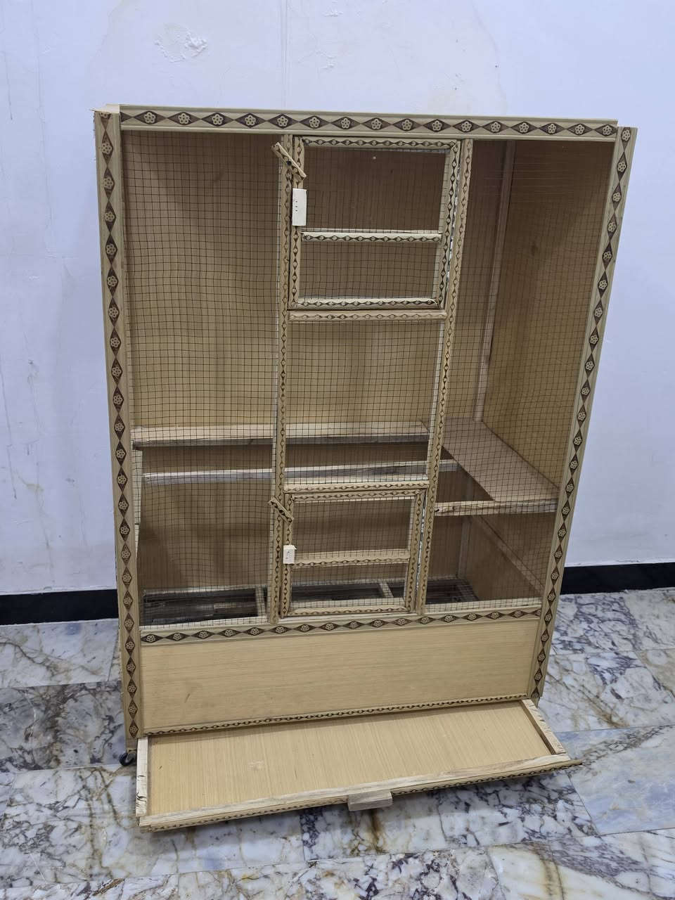 قفص طيور • جرار تنظيف • ١٣٥×٩٥×٥٥سم