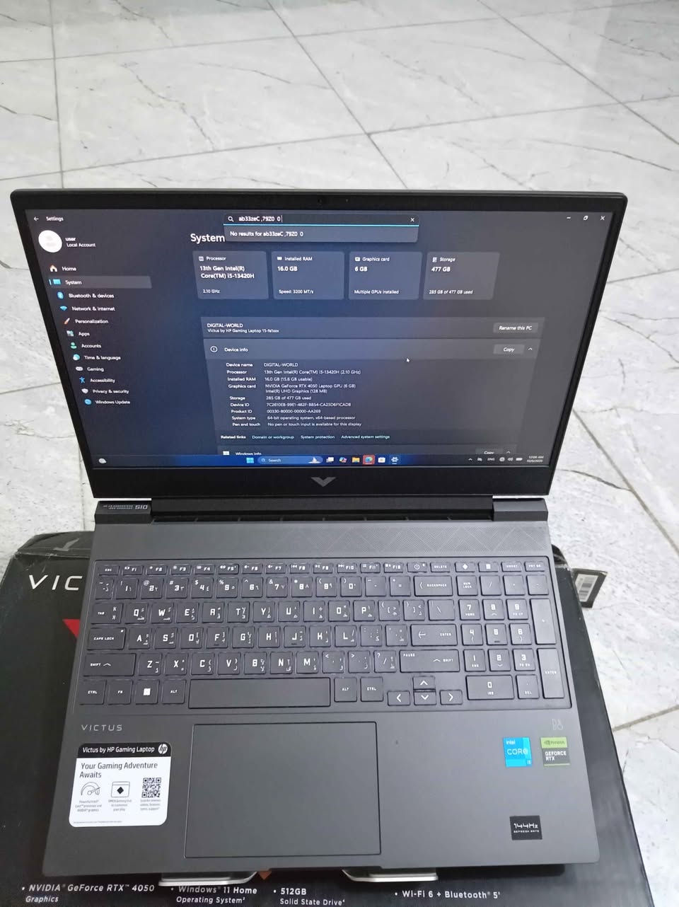 HP Victus • RTX 4050 • رام 16GB