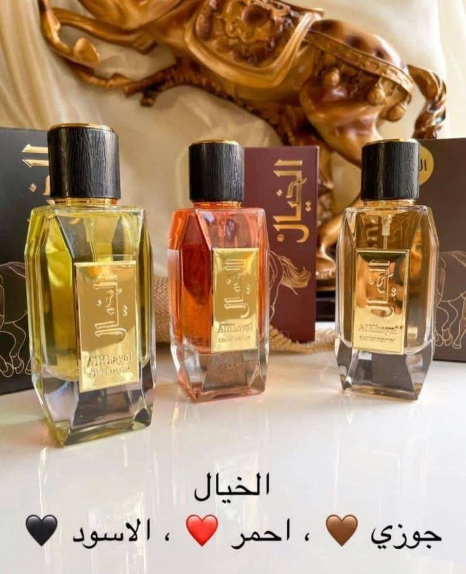 عطر الخيال مجموعه من الفواكه والحمضيات بسعر 10الاف التوصيل لكافة المحافظات متوفر

نص مكتوب في الصور:
- كلاسيكي رجولي الفخامه الخيال أروماتك تابلي منعش خشبي الخزامي عشبي عشبي
- خيَّال الرجالي عطر يجمع بين الفخامة والجاذبية بثبات مميز متوفر لدي سنتر نبيل عكاو
- الخيَال جوزي 🤎 ، احمر 🔴 ، الاسود ⚫
- عطر الخيال 🐎 (جوزي) 🤎 من الفخامة ✨