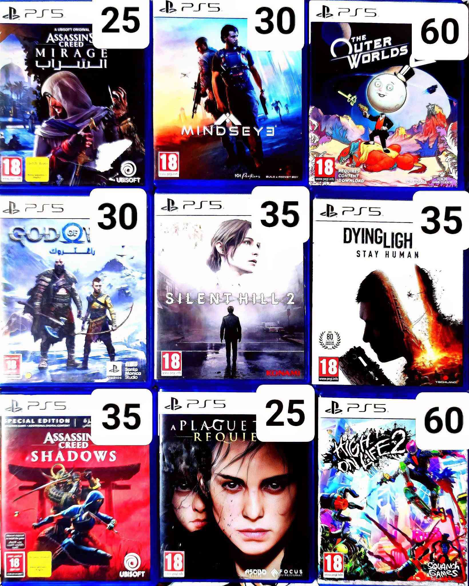 مستخدم PS4 وPS5  مجموعة كبيرة 
⚠️ حجز وتبديل عبر الخاص او واتساب 
 
✅تثبيت الحجز بالخاص برقم وعنوان لسرعة التثبيت
 ❗️واذا عندك مراوس ارسل شنو عندك..
—————————————————
🚌 كل محافظات العراق ب5 الف فقط 
—————————————————
 🗺 العنوان بغداد الحبيبيه قرب جامع ذو الفقار 
—————————————————
 💬 *********** واتساب 
—————————————————
للمزيد تابع الصفحة

نص مكتوب في الصور:
- 55 60 60 45 40 65 25 40 35
- 60 50 60 55 35 30 55 55 45
- 60 80 60 35 60 50 55 45 40
- 60 55 70 65 30 45 55
- 35 30 25 20 35 45 45 35 40
- 25 25 55 25 25 65 25 55 25
- 25 30 60 30 35 35 35 25 60
- 50 20 40 30 45 25 25 20 25
- 25 20 35 20 50 25 35 30 35
