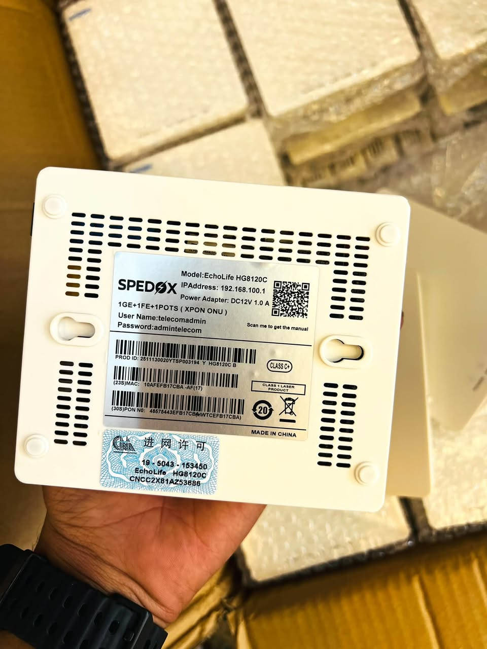 🔥 وصول دفعة جديدة من أجهزة ONU 🔥

📦 وصلت حديثاً ONU SPEDOX – Huawei EchoLife HG8120C

🔹 XPON — GPON / EPON
🔹 1GE + 1FE
🔹 منفذ TEL
🔹 مناسب لشبكات FTTH
🔹 متوفر جملة ومفرد
🔹 كمية جيدة ومتوفرة حالياً ⚡

💥 دفعة جديدة وصلت… والكمية محدودة!

📍 بغداد – شارع الصناعة مقابل الجامعة التكنولوجية
📞 ***********
