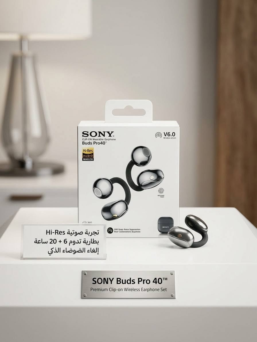 ماركة sony سعر 50

نص مكتوب في الصور:
- تجربة صوتية Hi-Res بطارية تدوم 6 + 20 ساعة إلغاء الضوضاء الذكي SONY Buds Pro 40 TM Premium Clip-on Wireless Earphone Set