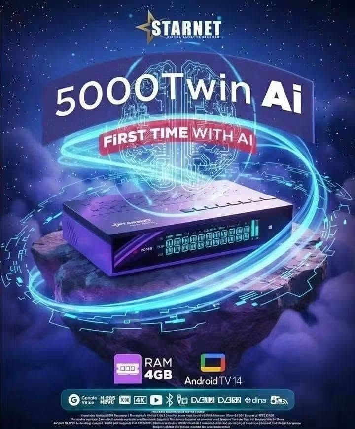🔥🚀 عاد الوحش من جديد وبقوة أقوى من قبل 🚀🔥
📡✨ متوفر الآن لدى معرض النرجس للستلايت ✨📡
استعد لتجربة خرافية مع الجهاز اللي قلب الموازين بعالم السات والـ IPTV 😎🔥
إبداع وتقنية حديثة من Star Net 💎⚡
الجهاز المنتظر وصل أخيراً وبمواصفات جبّارة تخليك بعالم ثاني من السرعة والثبات 👑
━━━━━━━━━━━━━━━━━━ 🔥 Star Net Twin 5000 – 4EVER Edition 🔥 ━━━━━━━━━━━━━━━━━━
🧠 أداء خارق وتقنيات مستقبلية ⚡ معالج Amlogic S905X5 العملاق 🚀 4× ARM Cortex-A55 بسرعة 2.8GHz 🎮 GPU Mali-G310 فائق القوة 🤖 AI Upscaling لتحسين جودة الصورة ✨ Neural Rendering لصورة أنقى وأذكى
━━━━━━━━━━━━━━━━━━ 💾 سرعة وأداء بدون حدود ✔️ RAM 4GB LPDDR4 ✔️ ذاكرة داخلية 64GB eMMC ✔️ دعم كارت ميموري عالي السرعة 🎮 Boost للألعاب 📺 نظام QMS لثبات الصورة وسلاسة العرض
━━━━━━━━━━━━━━━━━━ 📺 صورة سينمائية وصوت احترافي 🎥 تشغيل 8K / 4K UHD / 10-Bit 🔊 Dolby Audio بصوت نقي وقوي 📡 تشغيل قناتين بنفس الوقت (PIP) 📊 حفظ أكثر من 20,000 قناة
━━━━━━━━━━━━━━━━━━ 🌐 اتصال سريع وثابت 📶 Wi-Fi ثنائي 2.4GHz / 5GHz 🔵 Bluetooth 6.0 ⚡ HDMI 2.1 🔌 LAN عالي السرعة 🛰️ Tuner S2X Multi-Stream
━━━━━━━━━━━━━━━━━━ 🎮 راحة وتحكم ذكي 🎙️ أوامر صوتية احترافية 🕹️ عدد 2 ريموت بلوتوث 📺 شاشة ديجيتال لعرض اسم القناة
━━━━━━━━━━━━━━━━━━ 📂 دعم التطبيقات والصيغ ✔️ دعم m3u / m3u8 🎬 Netflix ▶️ YouTube 📘 Facebook وغيرها من التطبيقات بكل سلاسة 🔥
━━━━━━━━━━━━━━━━━━ 🎁 الاشتراكات المرفقة 🔥
📡 الشيرنج: ✔️ Forever Max لمدة 24 شهر ✔️ Jossat Bundle مفتوح
📺 IPTV لمدة 3 سنوات: 🔥 Nova 🔥 Marvel 🔥 Mega 🔥 Dragon 🔥 Maven 🔥 Cobra 🔥 Joy 🔥 Cute وغيرها الكثير 😍
🔊 الصوتيات والترجمات: ✔️ Forever – 24 شهر ✔️ Jossat – مدى الحياة ✔️ Zoom – مفتوح ✔️ Nova – مجاني
━━━━━━━━━━━━━━━━━━ 📦 محتويات العلبة 🎮 2 ريموت بلوتوث صوتي 🖱️ ماوس وايرلس هدية 🎁 🔌 كيبل HDMI 4K ⚡ أدابتور 12V 🔋 بطاريات
━━━━━━━━━━━━━━━━━━ 🔥 القوة + الأداء + الثبات = جهاز أسطوري 🔥
📦 توصيل متوفر إلى جميع محافظات العراق 🇮🇶
📲 للحجز والاستفسار عبر الخاص أو الاتصال على الرقم: 📞 ***********
💬 للتواصل واتساب مباشرة: https://wa.me/7712524420
📢 لا تنسون الاشتراك بقناتنا ليصلكم كل جديد وحصري من عالم السات والأجهزة الحديثة 🔥📡
رابط قناة: https://t.me/ns_sat3

نص مكتوب في الصور:
- STARNET 5000 Twin Ai AMLOGIC S905X5M ANDROID 14
- STARNET DIGITAL SATELLITE RECEIVER 5000Twin Ai FIRST TIME WITH AI RAM 4GB Android TV 14 Google Voice H.265 HEVC UBD 4K YouTube Bluetooth IPTV DVB T2 DVB S2 dlna 5G Wi-Fi
- STARNET DIGITAL SATELLITE RECEIVER TWIN 5000 DIGITAL SATELLITE RECEIVER 2026 NEW MODEL 4K ULTRA HD RAM 4GB STORAGE 64GB VOICE REMOTE SUPPORTS VOICE COMMANDS DOLBY AUDIO PREMIUM QUALITY WIFI 5G BUILT-IN 4K ULTRA HD RESOLUTION AI AI POWERED SMART EXPERIENCE 5G WIFI UPSCALE AI ANDROID TV 14 FOREVER 24 MONTHS Google Voice H.265 HEVC 4K DVB S2
- STARNET DIGITAL SATELLITE RECEIVER 5000Twin Ai FIRST TIME WITH AI RAM 4GB Android TV 14 Google Voice H.265 HEVC 1000 4K DBV-T2 DVB-S2 dlna 5G
- STARNET 5000 Twin AI DIGITAL SATELLITE RECEIVER AI 8K ULTRA HD HDMI 4GB/64GB YouTube ANDROID
- عوده الوحش من جديد STARNET | 5000 Twin Ai أملوجيك، S905 X5، معالج جديد وقوي جدا. الرامات: 4 جيجا من نوع DDR4 السريع. الذاكرة الداخلية: 64 جيجا من نوع EMMC فائق السرعة. android 14 نظام التشغيل: أندرويد 14، مرقى بأحدث أنظمة الأمان. المنصات الترفيهية (مكتبة لا تنتهي): * أبولو (Apollo): لمدة 15 شهرا. * نوفا الأصلي (NOVA): لمدة 3 سنوات. * مارفل (Marvel): لمدة 3 سنوات. * إكس (X): لمدة 3 سنوات. * ميجا (Mega): لمدة 3 سنوات. * دراجون (Dragon): لمدة 3 سنوات. * مافين (Maven): لمدة 3 سنوات. * بالانس (Balance): لمدة 3 سنوات. * كوبرا (Cobra): لمدة 3 سنوات. * جوي (Joy): لمدة 3 سنوات. * كيوت (Cute): لمدة 3 سنوات. 8K ULTRA HD
- STARNET 5000 Twin Ai AMLOGIC S905X5M ANDROID 14 YouTube NETFLIX 64GB 8K ULTRA HD