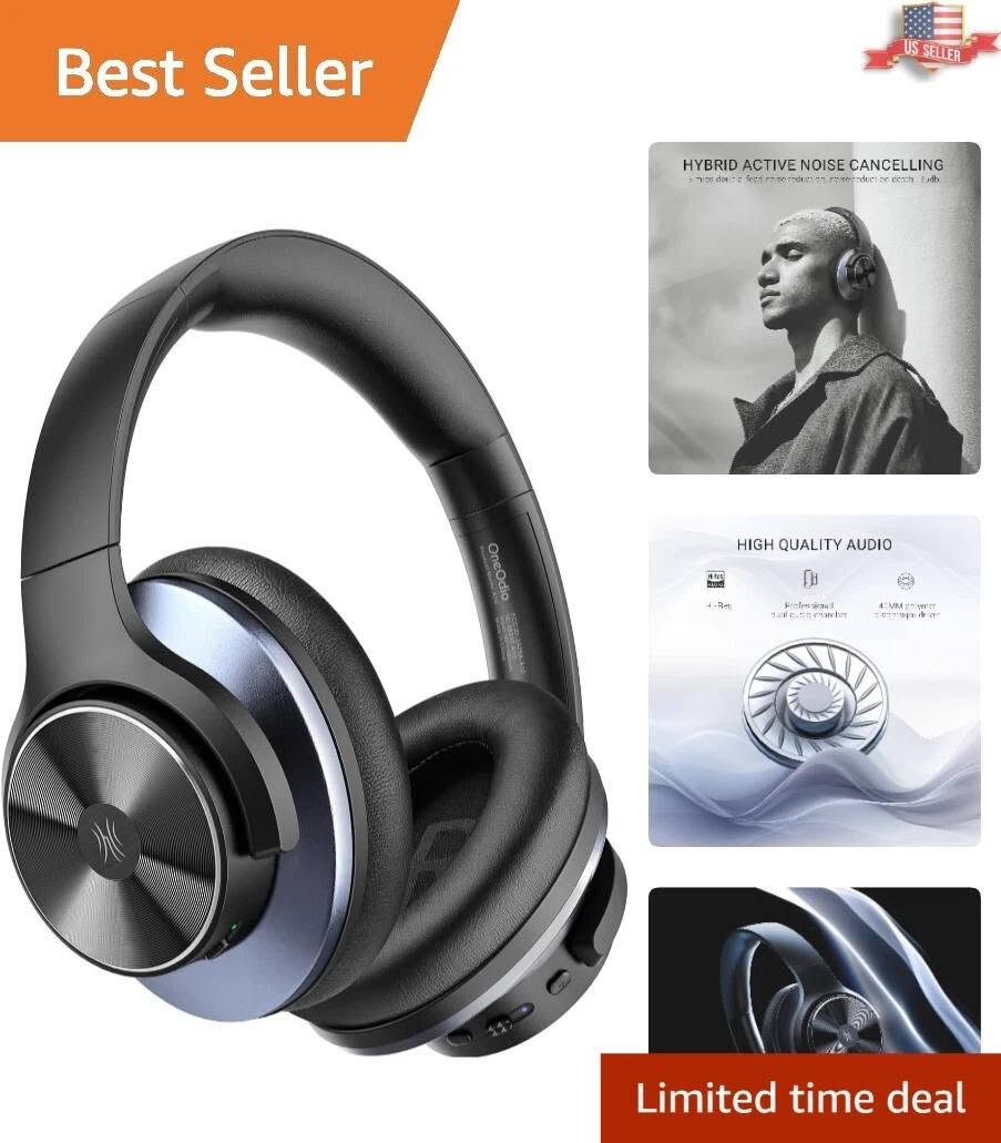 جديد

نص مكتوب في الصور:
- Best Seller US SELLER HYBRID ACTIVE NOISE CANCELLING HIGH QUALITY AUDIO Limited time deal
- GIFT LEVEL PACKAGING 1 x Protective box 1 x Noise canceling headphones 1 x Manual 1 x 3.5mm wire 1 x Type-C line
- UNIQUE AND STYLISH DESIGN
- OneOdio's classic CD pattern is paired with metallic haze blue.
- HIGH QUALITY AUDIO HI-Res Professional dual audio chamber 40MM polymer diaphragm driver US SELLER UNIQUE AND STYLISH DESIGN OneOdio's classic CD pattern is paired with metallic haze blue HYBRID ACTIVE NOISE CANCELLING 6 mics double-feed noise reduction, noise reduction depth -35db