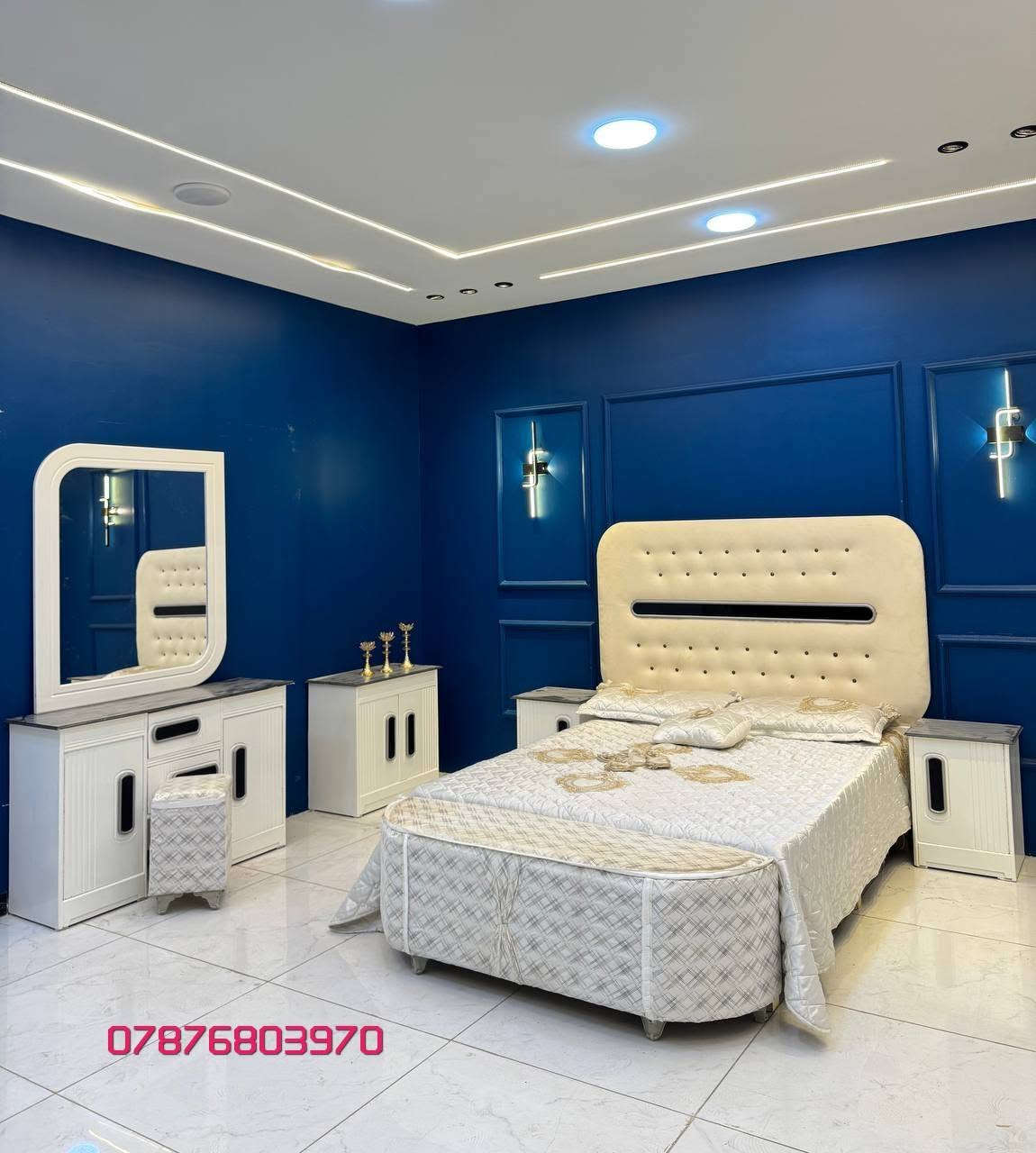 ✨ غرف نوم عراقية فاخرة بأجمل التصاميم وأفضل الأسعار ✨

🔹 نجارة عراقية متقنة بجودة عالية وتشطيبات راقية.
🔹 أكثر من 50 موديل مختلف يناسب جميع الأذواق.
🔹 توصيل إلى بغداد وجميع المحافظات بأجور مناسبة.
🔹 سرعة في الإنجاز وخدمة مميزة حتى باب البيت.

📌 مكونات الغرفة:
✔️ كنتور
✔️ ميز مرآة
✔️ ميز بلازما
✔️ زاوية كنتورية
✔️ سرير
✔️ تاج الجرباية
✔️ ناصي الجرباية
✔️ قواعد الجرباية
✔️ كومدين عدد (2)

⭐ الإضافات:
▪️ شازلون مقعد: 50 ألف دينار
▪️ شازلون مخزن: 75 ألف دينار
▪️ دواشك طبية درجة أولى بضمان استبدال 5 سنوات:
150 ألف دينار /

نص مكتوب في الصور:
- ***********