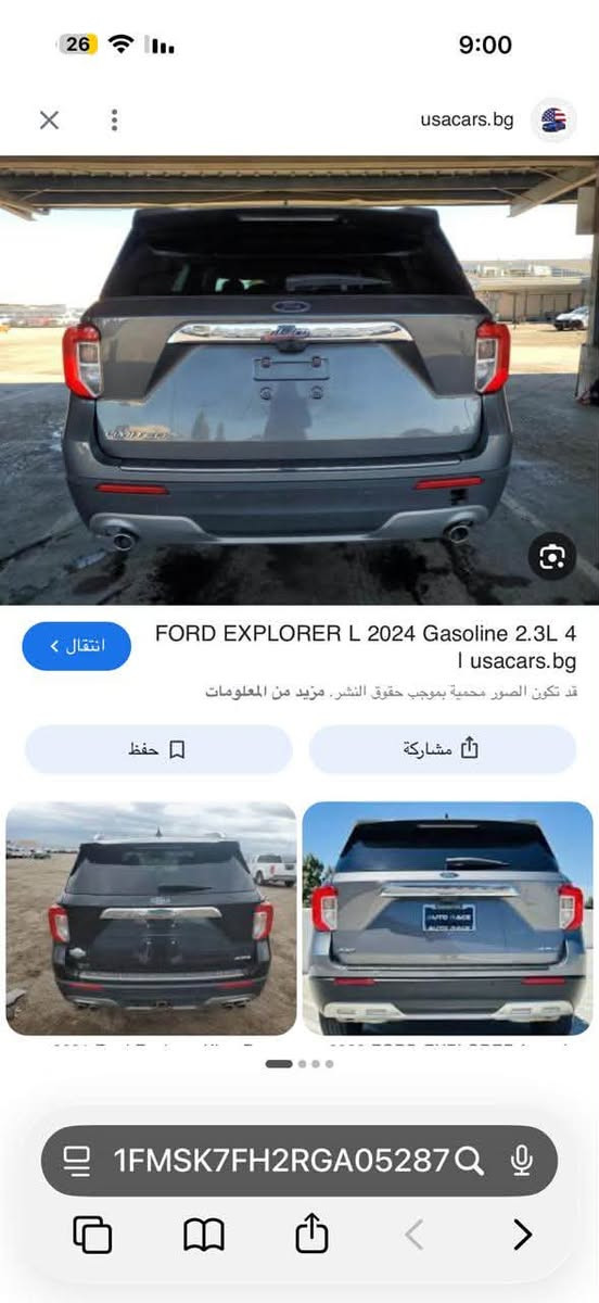 لمتد فول 2024 بدون بانوراما سيارة حادثه دعامية امامية فقط كشن منفصل 7 راكب سيارة مال بيت باسمي السيارة راسلني واتساب او خاص ادزلك صوره 
*********** 
*********** واتساب

نص مكتوب في الصور:
- PIC COLLAGE
- PIC•COLLAGE
- Bidmotors 9:00 26 انتقل > 🚗 Ford Explorer Limited 2024 ١٣٬٩٠٠٬٠٠ $US * • المنتج غير متوفر عرض ... ⏱️ Пробег:92061 км, 🛢️ 2.3l 4/gas/Rear-wheel drive, المزيد 💥 Щета:Front End, ⏱️ Търг № 90384075: 05.11.2025 * راجع الموقع الإلكتروني لمعرفة آخر الأسعار ومدى التوفر. قد تكون الصور محمية بموجب حقوق 💥 النشر. مزيد من المعلومات حفظ مشاركة 1FMSK7FH2RGA05287Q
- 26 9:00 x usacars.bg انتقال FORD EXPLORER L 2024 Gasoline 2.3L 4 usacars.bg قد تكون الصور محمية بموجب حقوق النشر. مزيد من المعلومات حفظ مشاركة 1FMSK7FH2RGA05287Q