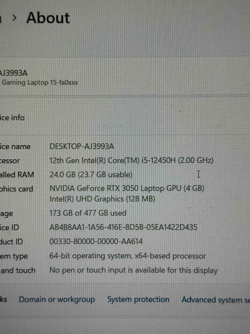 💻🔥 لابتوب HP Victus Gaming للبيع
🔹 الموديل: HP Victus 15-fa0xxx
🔹 المعالج: Intel Core i5-12450H – الجيل 12
🔹 الرام: 24GB
🔹 كرت الشاشة: NVIDIA GeForce RTX 3050 – 4GB
🔹 التخزين: 512GB SSD
🔹 النظام: Windows 11 – 64 Bit

🎬 مناسب للمونتاج والتصميم وبرامج Premiere / After Effects / DaVinci Resolve
🎮 وأيضاً ممتاز للألعاب.

📍 الموقع: بغداد
💰 السعر: 950,000 دينار
📞 للاستفسار: ***********

✅ الجهاز جاهز للفحص والتجربة.
