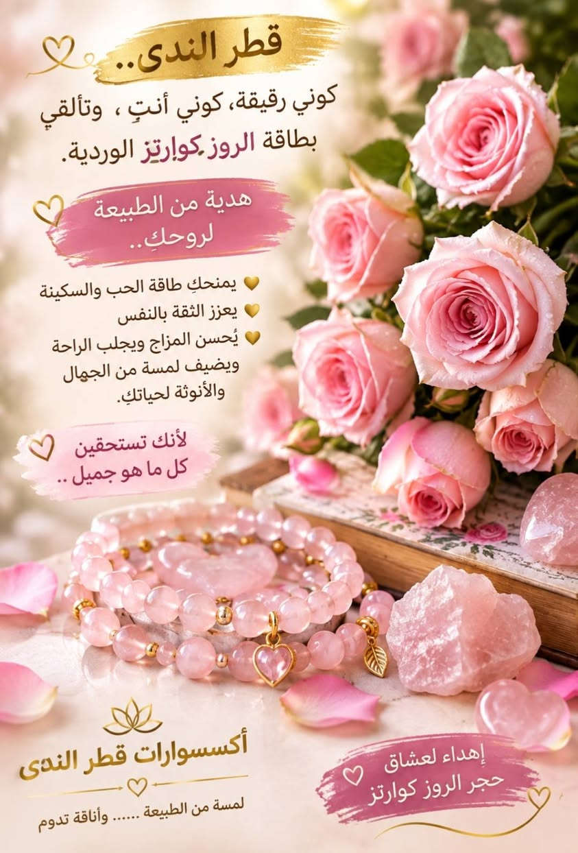 لا توجد تفاصيل

نص مكتوب في الصور:
- اكسسوارات قطر الندى
- سحر الطبيعة وطاقة الحب 🌸✨
- مجموعة الروز كوارتز الطبيعي
- دللي نفسكِ بأناقة لا تنتهي 💕✨
- سحر الروز كوارتبز الطبيعي 🌟
- لمسة تفيض بالحب والأنوثة 💕
- تمييزي بإطلالة فريدة.. واطلبي سوارك الآن! 🌟 📱
- اختيار زبونتي قطر الندى قلادة حجر جمشت و روز كوارتز طاقة حب هدوء و صفاء نعومة و أنوثة كل قطعة مختارة بعناية من أجلك نعومة الورد... هدوء الجمشت اكسسوارات قطر الندى لمسة جمال... تعكس طاقتك اكتشفي مجموعتنا الآن
- قطر الندى.. كوني رقيقة، كوني أنتِ، وتألقي بطاقة الروز كُوَارتِز الوردية. هدية من الطبيعة لروحك.. يمنحكِ طاقة الحب والسكينة يعزز الثقة بالنفس يُحسن المزاج ويجلب الراحة ويضيف لمسة من الجمال والأنوثة لحياتك. لأنك تستحقين كل ما هو جميل .. أكسسوارات قطر الندى إهداء لعشاق حجر الروز كُوَارتِز لمسة من الطبيعة ...... وأناقة تدوم
- سحر الروز كوارترز الطبيعي ✨
- أناقة تلامس الروح وتليق برقتكِ 💕
- أكسسوارات قطر الندى
- لمسة من الجمال ... في كل تفصيلة
- لأنك تستحقين الأجمل
- روز كوارتق
- حجر الحب والهدوء
- يمنحك طاقة إيجابية
- يساعد على الاسترخاء
- يعزز أنوثتك وجمالك الطبيعي
- حجر طبيعي أصلي
- سوار روز كوارتق باضافات جميلة
- هاند ميد بتفاصيل تحكي الذوق
- هدية لمن تحب
- لأن التفاصيل الصغيرة تصنع فرقاً كبيراً
- تابعونا على تيك توك
- اكسسوارات قطر الندى حجر روز كوارتر الطبيعي طاقة الحب .. جمال من الطبيعة يعزز الحب والانسجام ويفتح طاقة القلب يساعد على تهدئة المشاعر ويمنح راحة نفسية جمال ناعم بلون الوردي لمسة أنثوية راقية طاقة إيجابية وحماية من الطاقات السلبية طبيعي 100% جودة مضمونة اختاري طاقتك .. واكتشفي جمالك Hand made للطلب والاستفسار مراسلة الصفحة
- اكسسوارات قطر الندى سوار حياكة هاند ميد بكل خيط... حكاية جمال وطاقة إيجابية مصنوع بعناية وحــب أحجار طبيعية مختارة بعناية طاقة إيجابية ترافقك كل يوم هدية مثالية لمن تحب Hand made تميزي بأناقتك واختاري ما يعكس طاقتك جمال يدوم... لأنك تستحقين الأفضل. اكسسوارات قطر الندى | صنع بحب في قطر الندى
