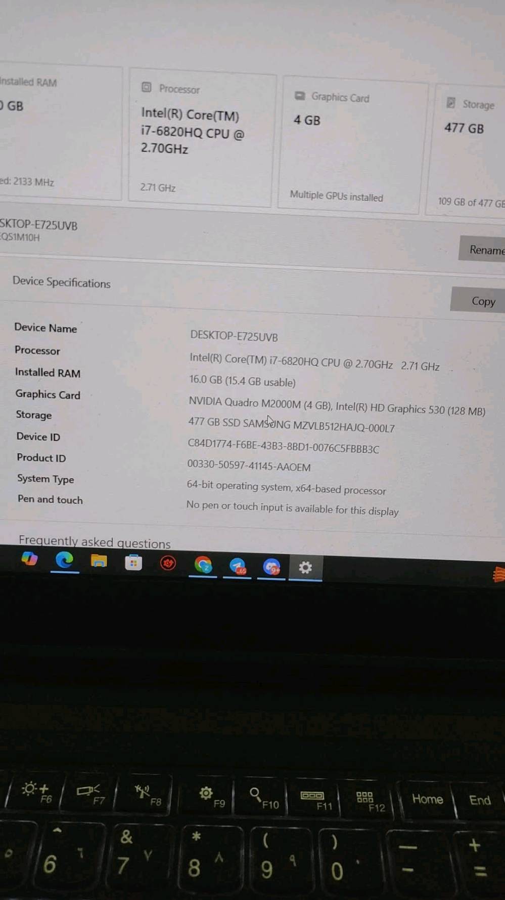 السلام عليكم
للبيع 
Lenovo thinkpad

المواصفات مثل ما واضحة بالصورة

كرتين شاشة  
Quadro m2000m (4gb) + intel hd graphics 128mb
16 Ram
SSD 500GB
INTEL Core i7-6720HQ

تفيد للالعاب والمونتاج والتصفح والدراسة 

الجهاز نظيف جدا ومابي اي ضرر
السعر 400 الف دينار
***********