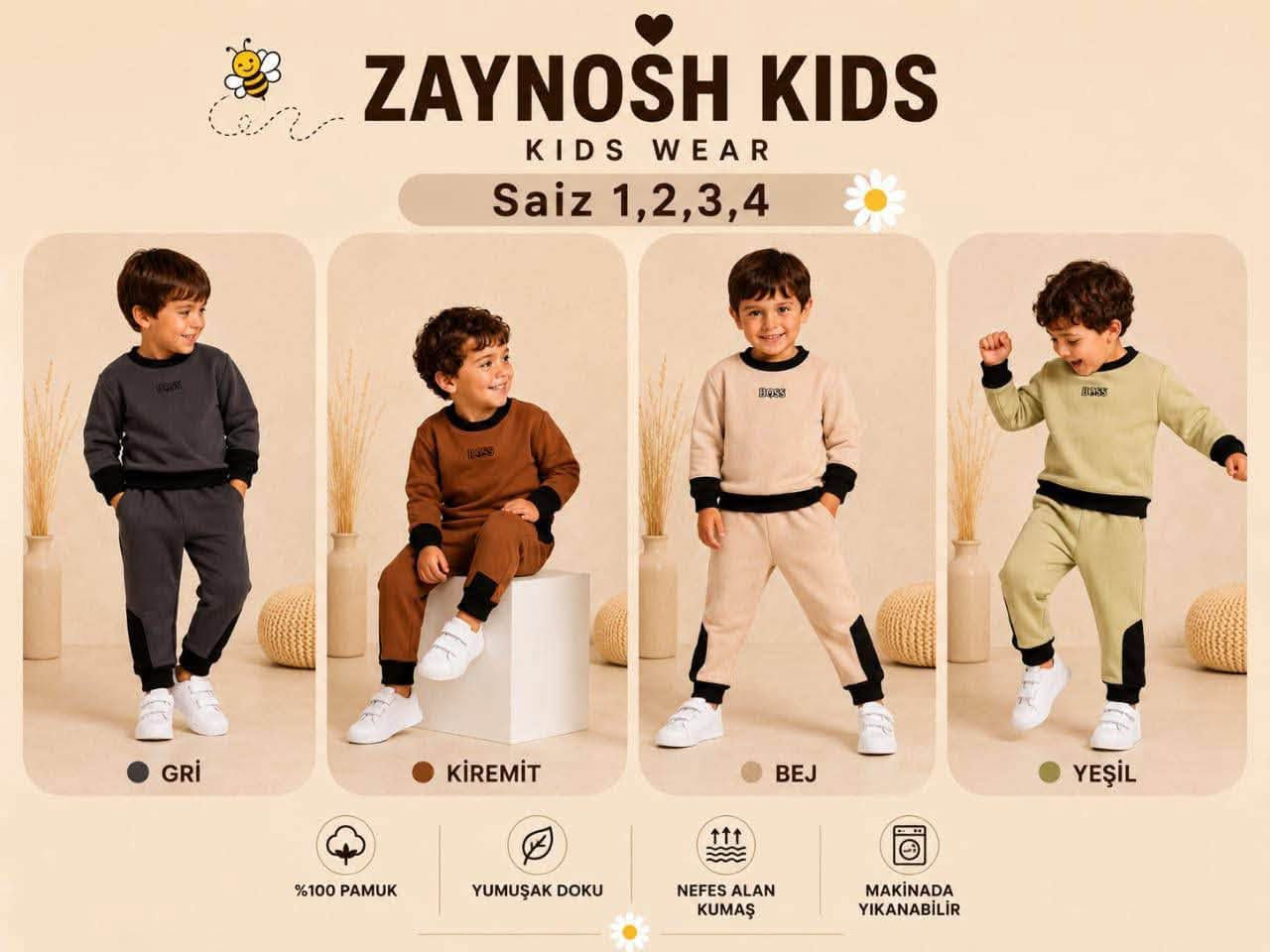 تراك ولادي  شتائي مبطن
قطني مصري 
قياس 1/4 سنة 
سعر الدرزن 80 الف

نص مكتوب في الصور:
- ZAYNOSH KIDS KIDS WEAR Saiz 1,2,3,4 YEŞİL KİREMİT GRİ MAVİ %100 PAMUK YUMUŞAK DOKU NEFES ALAN KUMAŞ MAKİNADA YIKANABİLİR
- ZAYNOSH KIDS KIDS WEAR Saiz 1,2,3,4 BEJ KİREMİT GRİ YEŞİL %100 PAMUK YUMUŞAK DOKU NEFES ALAN KUMAŞ MAKİNADA YIKANABİLİR
- ZAYNOSH KIDS KIDS WEAR Saiz 1,2,3,4 GRİ KİREMİT BEJ YEŞİL %100 PAMUK YUMUŞAK DOKU NEFES ALAN KUMAŞ MAKİNADA YIKANABİLİR
- ZAYNOSH KIDS KIDS WEAR Saiz 1,2,3,4 BEIGE BLUE GREEN NAVY قطن طبيعي 100% COTTON ناعم ومريح SOFT & COMFORTABLE تهوية ممتازة BREATHABLE سهل الغسل EASY CARE
- ZAYNOSH KIDS - KIDS WEAR - Saiz 1,2,3,4 GREEN BLUE BEIGE NAVY قطن طبيعي 100% COTTON نعومة فائقة EXTRA SOFT تهوية ممتازة BREATHABLE غسيل آمن SAFE WASH
- ZAYNOSH KIDS KIDS WEAR Saiz 1,2,3,4 رمادي بني أزرق مينت
- ZAYNOSH KIDS
- — KIDS WEAR —
- Saiz 1,2,3,4
- GREEN
- NAVY
- BLUE
- BEIGE
- قطن طبيعي
- 100% COTTON
- نعومة فائقة
- EXTRA SOFT
- تهوية ممتازة
- BREATHABLE
- غسيل آمن
- SAFE WASH
- ZAYNOSH KIDS KIDS WEAR Saiz 1,2,3,4 BEIGE GREEN BLUE NAVY قطن طبيعي 100% COTTON ناعم ومريح SOFT & COMFORTABLE تهوية ممتازة BREATHABLE سهل الغسل EASY CARE
- ZAYNOSH KIDS KIDS WEAR Saiz 1,2,3,4 أسود زيتي بني أوف وايت نعومة فائقة راحة طوال اليوم تهوية مثالية تحافظ على انتعاش الطفل ناعمة وصديقة للبشرة لطيفة على بشرة طفلك سهل الغسل لا يتغير اللون أو الشكل