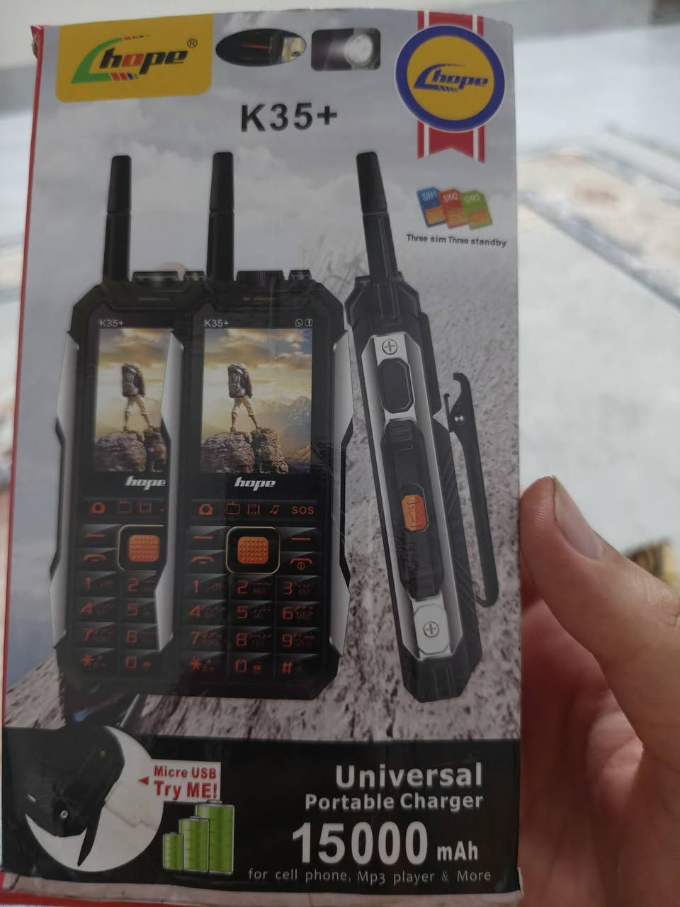 للــبــيــع 📱🔥
جهاز Hope K19 الاحترافي - ضد الكسر
موبايل عسكري للعمال والتريلات والسفر

المميزات:
- ضد الماء والغبار والصدمات
- بطارية 15000 قوية جدا يتحمل 20يوم
- 2 شريحة + راديو + لايت قوي
- سبيكر عالي للضوضاء

الحالة: نظيف 100%
السعر: 30 الف دينار نهايته
المكان: كركوك
توصيل موجود
***********
***********

دز خاص 📩

