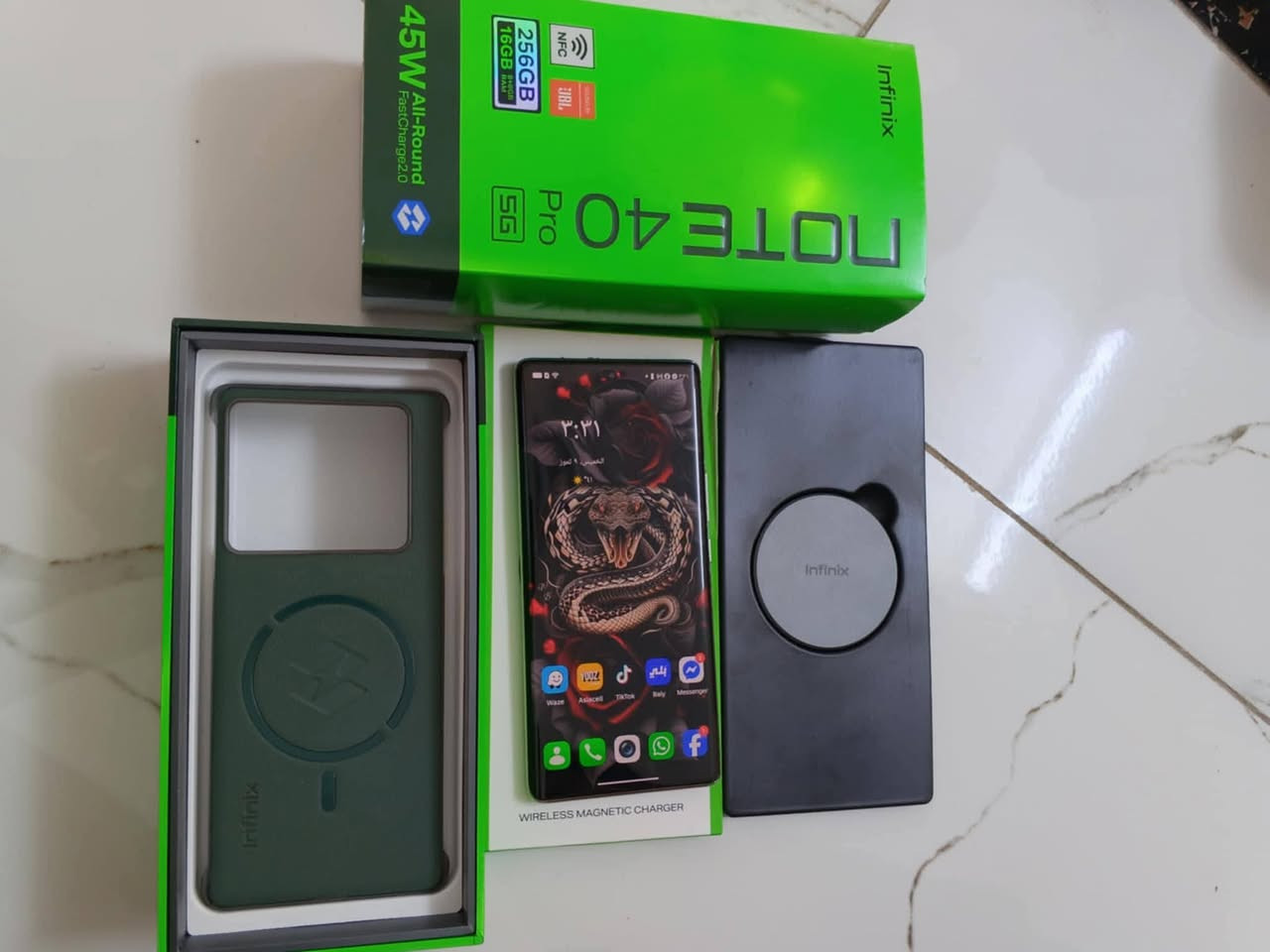 Infinix NOTE 40 Pro 5G
ذاكرة 256
دبل شريحه 
90 فريم بوبجي وسلاسة بالالعاب 
كامرة اتصال تكنيك صوت كله يخبل 
بصمه اصبع شاشه وبصمه وجه 
بي فطر بالضهر خفيف ممأثر 
بدون ملحقات 
السعر: 285 وبي مجال 
العنوان : بغداد مدينة الصدر 
متواجد فقط واتساب ***********
