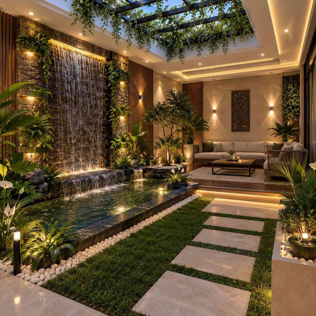 حدائق داخلية • شلالات مائية • تصميم عصري