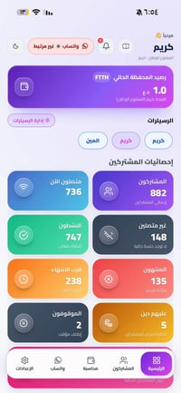 نظام إدارة FTTH • إدارة الموظفين • محاسبة وتفعيلات