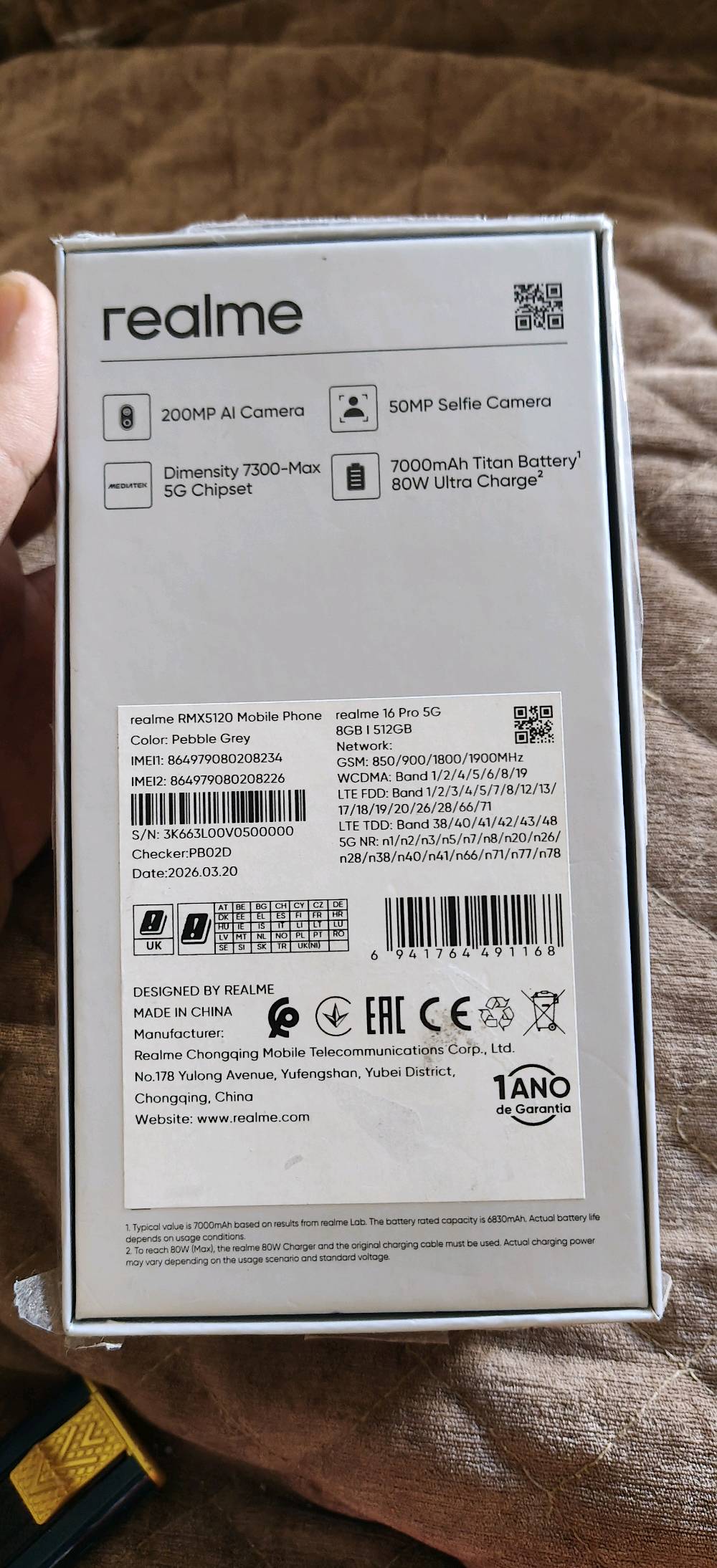 📱 للبيع Realme 16 Pro 5G 🔥
مستخدم ايام غراضه ما مفتوحة 

✨ جهاز قوي وأنيق، مناسب للاستخدام اليومي والألعاب والتصوير.

🔹 شاشة AMOLED ‏6.78" بدقة عالية وتحديث 144Hz
🔹 معالج Dimensity 7300 Max 5G
🔹 رام 8GB
🔹 ذاكرة 512GB
🔹 كاميرا رئيسية 200MP مع OIS
🔹 كاميرا سيلفي 50MP
🔹 بطارية ضخمة 7000mAh
🔹 شحن سريع 80W
🔹 يدعم 5G
🔹 بصمة داخل الشاشة
🔹 NFC + IR
🔹 نظام Android 16 / realme UI 7

📦 الجهاز نظيف وحالته ممتازة
📍 المكان: بغداد
