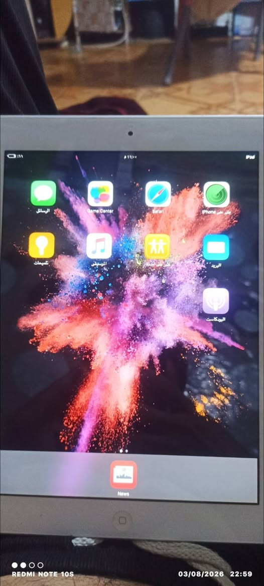 ايباد ابل نظيف  للبيع بسعر مناسب للإستفسار ***********

نص مكتوب في الصور:
- REDMI NOTE 10S 03/08/2026 23:00
- REDMI NOTE 10S 03/08/2026 22:59