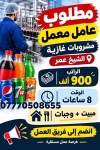 عامل معمل • الشيخ عمر • مبيت وجبات