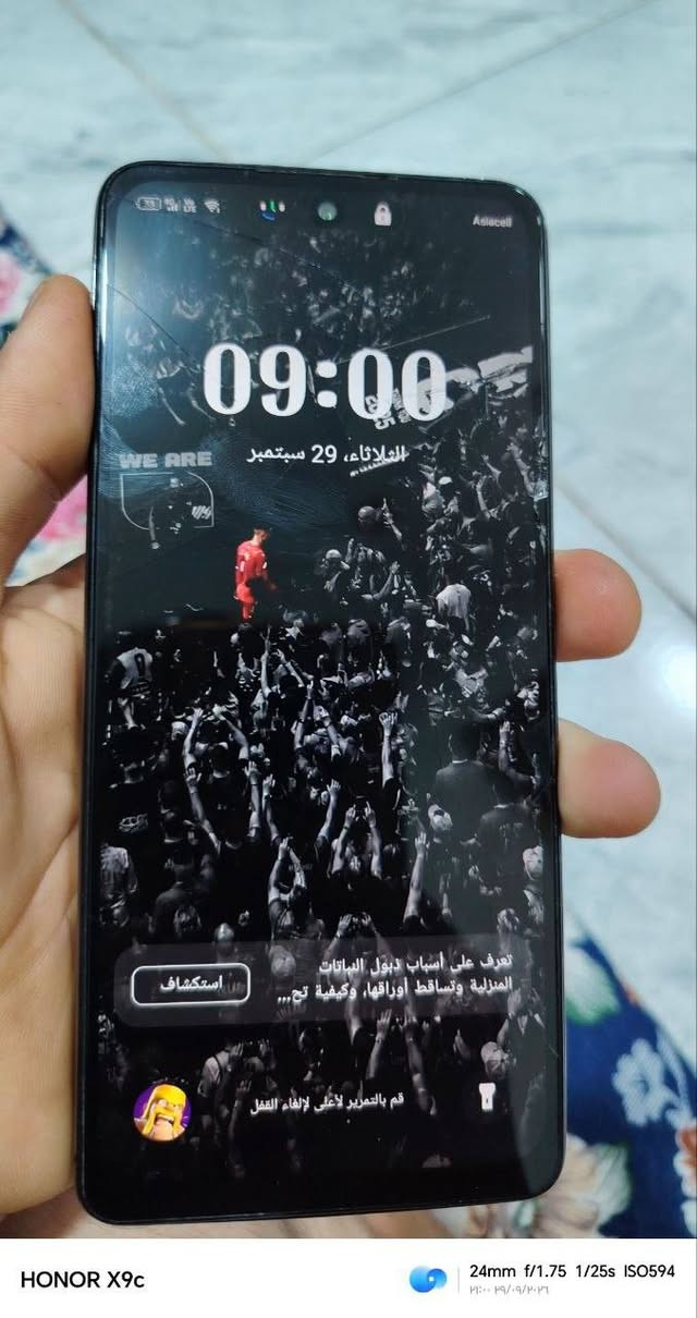 ؤالسلام عليكم جهاز انفنكس نوت 30 ذاكرته 256 كوشي شغال بيه الجهاز فحصه شوفه سعر125 قفل
***********

نص مكتوب في الصور:
- HONOR X9c 24mm f/1.75 1/33s ISO581 ٢١:٠٠ ١٩/٠٩/٢٠٢٦
- HONOR X9c 24mm f/1.75 1/100s ISO2306 ٢١:٠٠ ٢٩/٠٩/٢٠٢٦
- HONOR X9c
- 24mm f/1.75 1/25s ISO594
- ٢١:٠٠ ٢٩/٠٩/٢٠٢٦
- HONOR X9c 24mm f/1.75 1/33s ISO597 ۱۴:۰۰ ۱۴۰۳/۰۹/۰۶
- HONOR X9c 24mm f/1.75 1/33s ISO563 ٢١:٠٠ ١٩/٠٩/٢٠٢٦