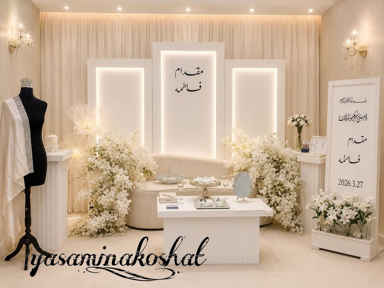 ياسمينا سنتر 
كوني ممميزه مع ياسمينا
 كوشة عقد قرآن او حنه 💍
متوفر خيمه مع تأجير كراسي وطبلات
وثيقه بصمه او توقيع بتصاميم راقيه ✨️✨️
توزيعات حسب الطلب 🎀🎀
تتوفر خدمة توصيل داخل بغداد 🚕
للحجز والاستفسار يرجى مراسله الصفحه 📩
☎️ ***********
مفتوح الحجز لمناسبات الشهر ٩ و١٠
