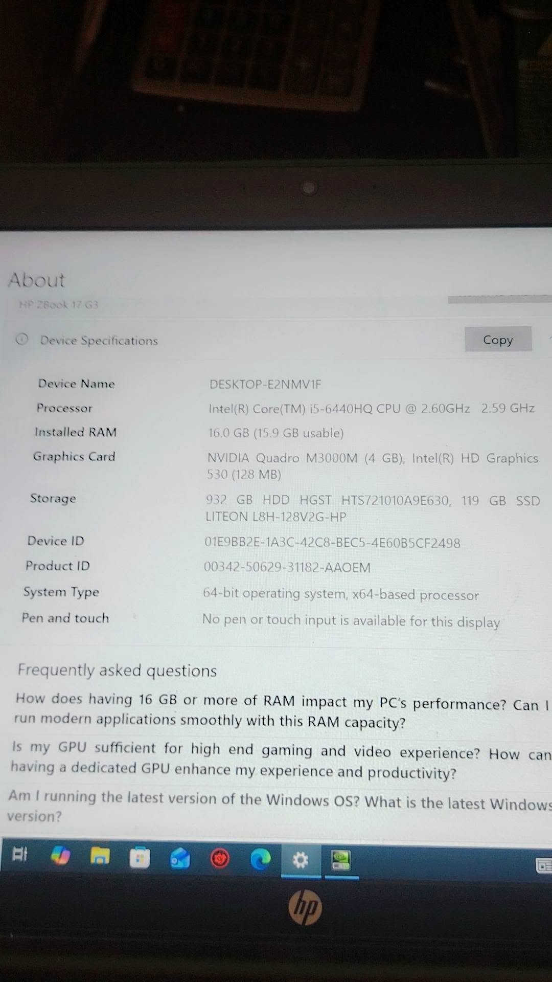 HP ZBook 17 • ١٦ جيجا رام • كرت شاشة ٤ جيجا