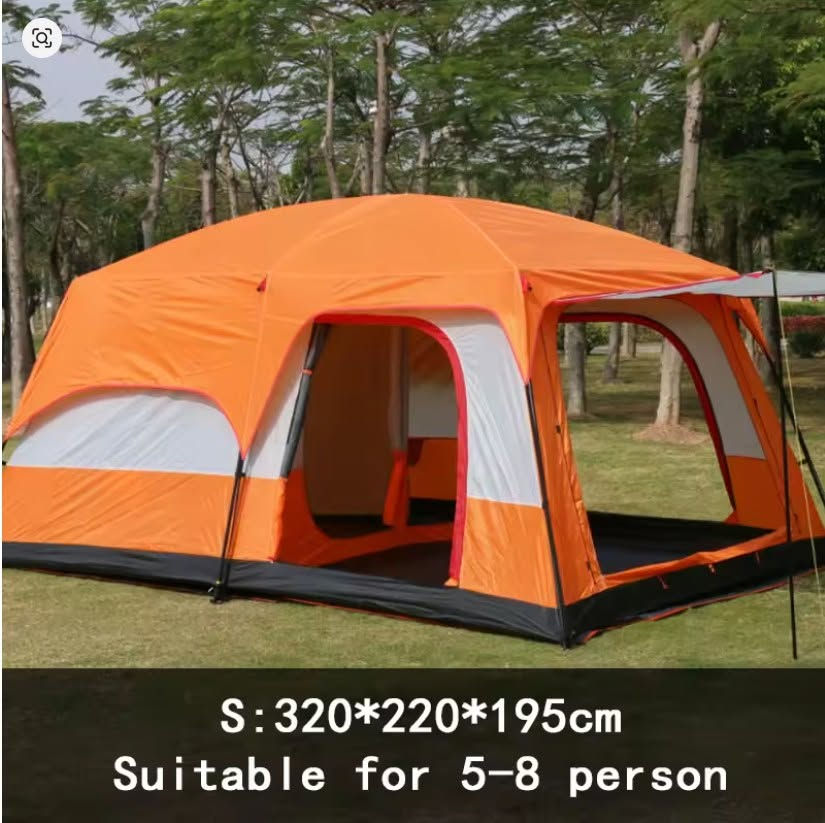 خيمة اوتاد قياسهه 320 في 220 جديده غير مستخدمه السعر 135 الف

نص مكتوب في الصور:
- CAMPING DOME TENT A Yellow Short B Gray diagonal pole C Tent four- corner pole D Middle pole of tent A Tent rail F Door Stay Spacious Interior Excellent Ventilation Sturdy Structure Easy to Carry
- WIND PROTECTION WITH VENTILATION STORAGE BAG 360° VENTILATOR MESH SCREEN
- SPACIOUS & COMFORTABLE - PERFECT FOR FAMILY ADVENTURES - Spacious 5-9 People Capacity Sturdy Strong & Reliable Structure Excellent Ventilation Weather Resistant Easy to Carry Storage Bag Included Large Space 360° Ventilation Weather Resistant Mesh Windows Easy to Carry
- S:320*220*195cm Suitable for 5-8 person