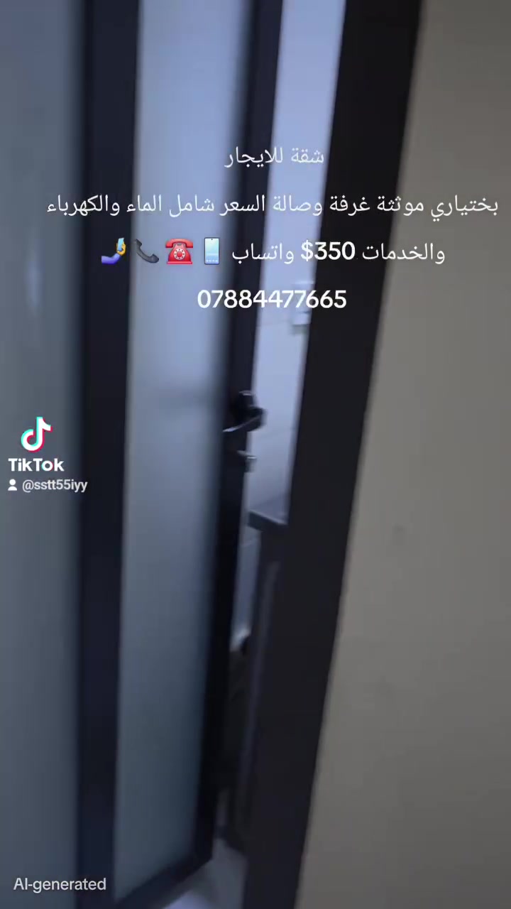 🏠 شقة للإيجار في أربيل – بختياري، شارع 20
📍 الموقع: بختياري – شارع 20
🛋️ مؤثثة بالكامل
🛏️ غرفة وصالة
🏢 واجهة
💰 السعر: 350$ شهرياً
💧⚡ السعر شامل أجور الماء والكهرباء
📲 لمعلومات أكثر، الاتصال بنا عبر الواتساب:
***********
#الجميع 
@الجميع
