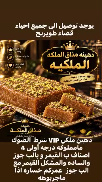 لأنكم تستحقون الطعم الملكي.. رجعنالكم وبقوة! 👑✨
بعد فترة غياب، "دهين مذاق 
الملكة" يرجع لزبائنه بالخلطة الملكية الجديدة الـ VIP (درجة أولى إلى أبعد حد!). طوّرنا الخلطة وضبطنا النكهة بالشعرة حتى نقدّم الكم القوام العلوجي المطاطي الرهيب والريحة الطاغية اللي تدوّخ! 🤤🔥
‎🥛 معجونة ومسقاية بـ دهن البقرة الحلوب (الدهن الحر الأصلي).
‎🥥 مبروش جوز هند فاخر ومحمص على الراحة بالفرن الدوار.
‎❌ بدون أي تجرش أو يبوسة.. طراوة وعلوجية تقاوم لأيام وأيام!
‎جربها مرة.. وراح تعشقها كل مرة! 🎯
‎⭐️ تتوفر في جميع فروعنا ⭐️
‎📍 العنوان: كربلاء - قضاء الهندية - مجاور كافتيريا أبو رضا.
‎📞 للطلب والاستفسار أو خدمة التوصيل:
📱 ***********
📱 ***********
(
