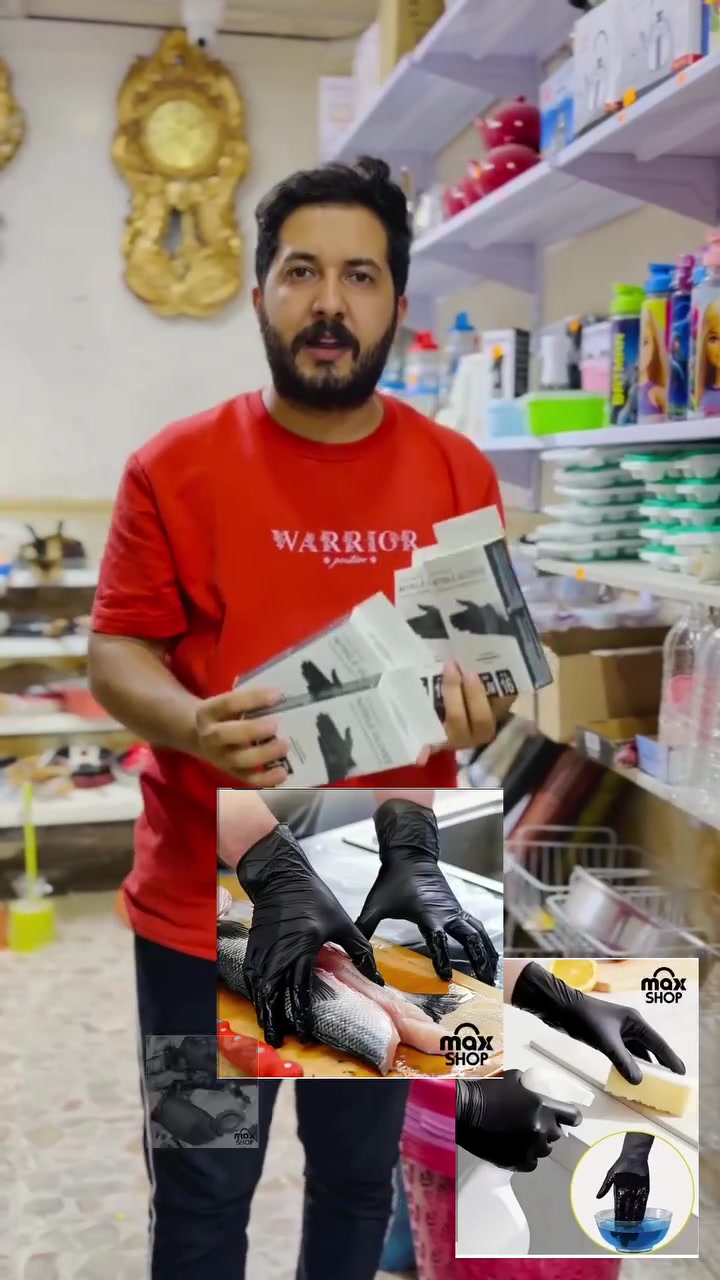 كفوف مطاطية • ١٦ قطعة • أسود