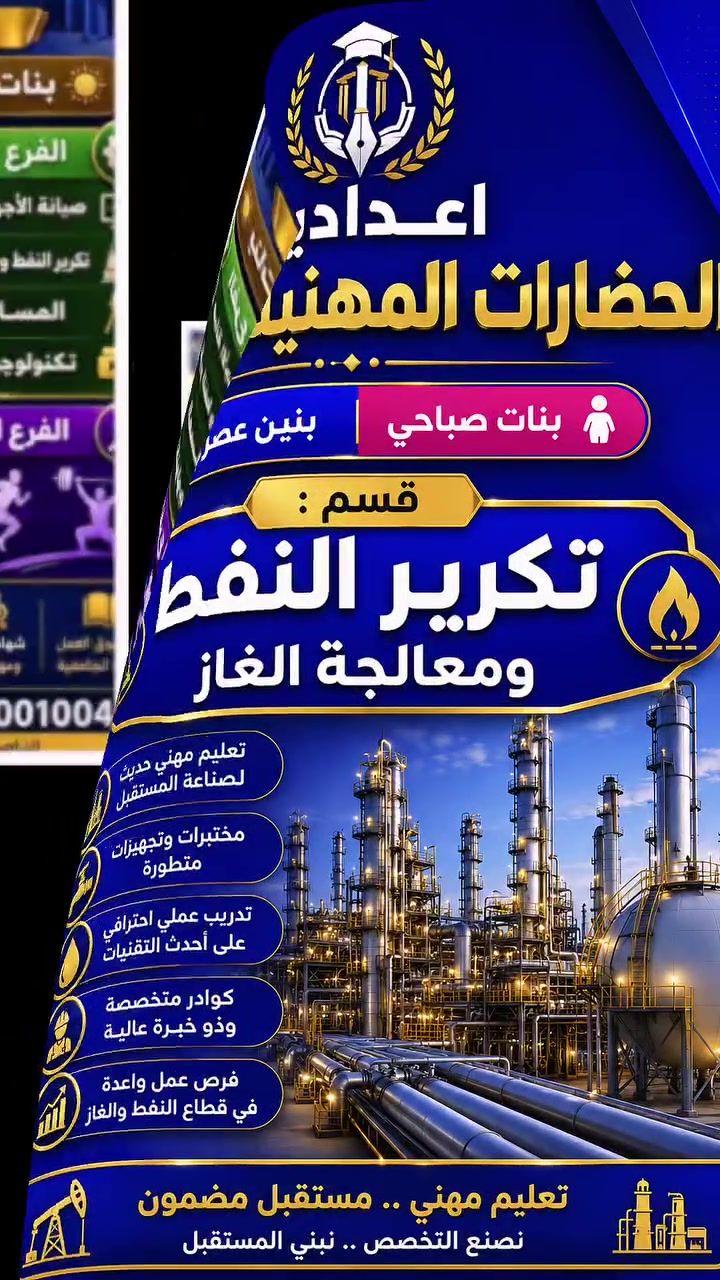 📢 إعلان بدء التسجيل

تعلن إعدادية الحضارات المهنية الأهلية عن بدء التسجيل للعام الدراسي 2026–2027 في مجموعة من التخصصات المهنية الحديثة والمميزة:

👩‍🎓 بنات صباحي
👨‍🎓 بنين عصري

تخصصات حديثة • مختبرات وتجهيزات متطورة • تدريب عملي • كوادر متخصصة

📍 الناصرية: صوب الشامية – شارع النهر / مقابل جسر الحضارات

📱 *********** – ***********

الحضارات المهنية… تخصص اليوم، مهنة المستقبل.

