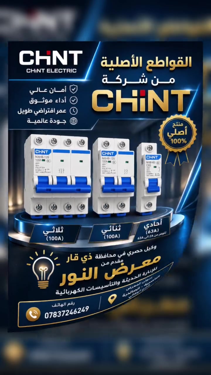 تحية طيبة متابعينا🤍
متوفر لدينا قواطع وكوندكترات وجوزات ايرث لكج من شركة Chint الاصلية100‎%‎
والغنية عن التعريف 
تتميز بقوة ومتانة وحساس عالي جدا واسعار مناسبة مقارنتا بباقي الشركات
الجوزات الاحادي من 2A الى 63A ضمان 5 سنه
القواطع والكوندكترات وجوزات الايرث لكج ضمان سنة 
تتوفر خدمة توصيل لجميع محافظات العراق 🇮🇶 
للاستفسار 
اتصل او راسلنا على واتساب
على الرقم ***********
