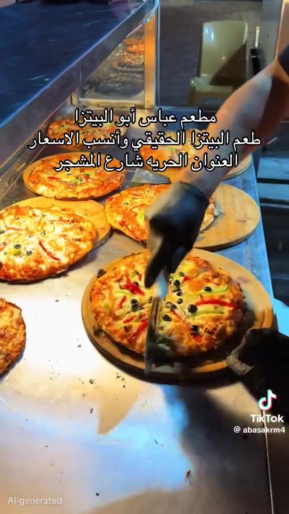مطعم عباس ابو البيتزا الحرره الدور شارع المشجر اوقات التفتيح من ٥ عصرا الى ٦ فجرا يوجود بيتزا لحم عجين وصاج ايطالي بانسب الاسعار توصيل داخل الحريه الف للتواصل ***********@
