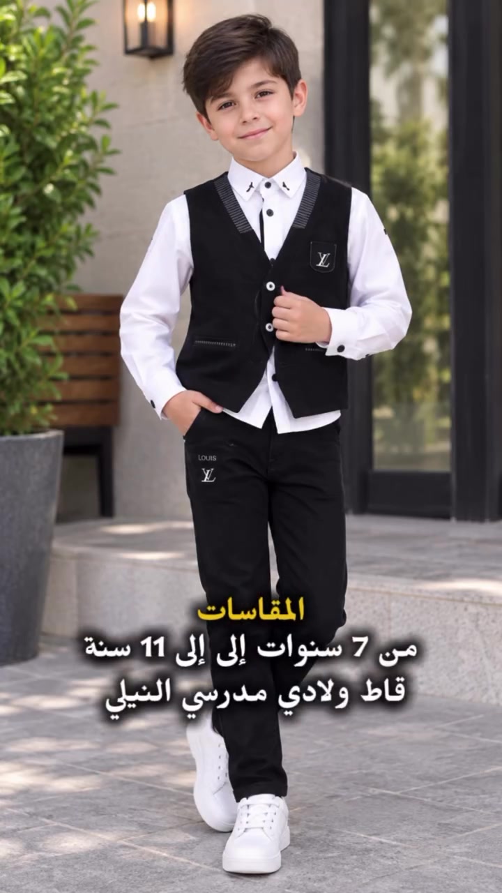 

نص مكتوب في الصور:
- المقاسات من 7 سنوات إلى 11 سنة قاط ولادي مدرسي النيلي
