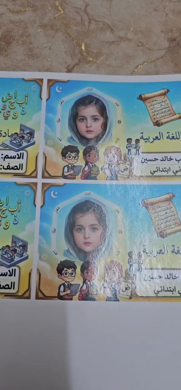 السلام عليكم ورحمة الله.... 
توفر لدينا 
ستيكرات للدفاتر و الكتب 
يطبع فيها صورة الطالب و المعلومات 

سعر ستيكر الدفتر الجلاد الف دينار فقط
سعر ستيكر الدفتر الصغير 8 قطع 3 الاف فقط 

زورونا و اهلاً وسهلا بيكم 
مكتب ماهر للطباعة و الحاسبات 
طوز حي العسكري قرب جامع الشهداء
***********
