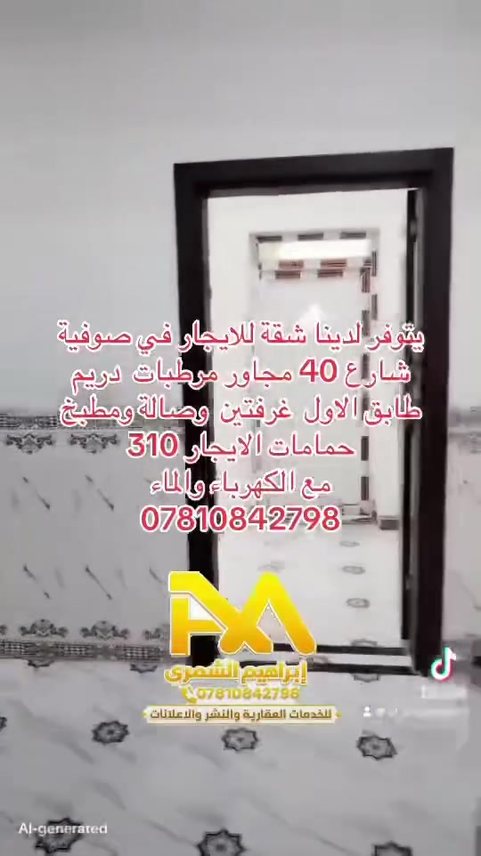 يتوفر لدينا شقق للايجار في منطقة الصوفية شارع 40مجاور مرطبات دريم سعر الايجار 310 مع الكهرباء و الماء طابق اول 
***********
