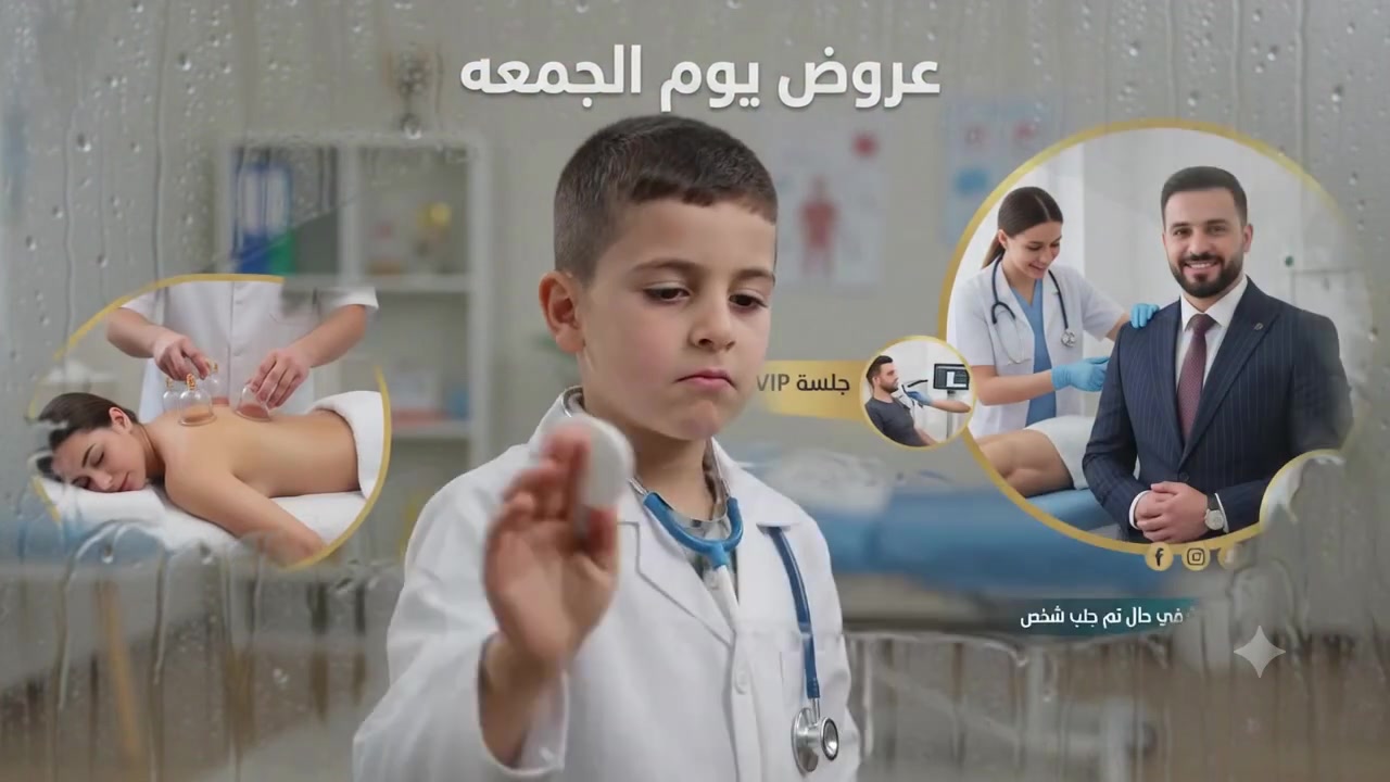 🔥 مسابقة وعروض يوم الجمعة القوية قريباً! 🔥
لا تفوت فرصة الاستفادة من أقوى العروض العلاجية والتأهيلية مع هدية خاصة بقيمة 30,000 دينار! 🎁
✨ تفاصيل العرض المميز:
 * 6 جلسات علاج فيزيائي: بسعر 90 ألف دينار بدلاً من 120 ألف (خصم 25%).
 * هدية خاصة (جلسة VIP بقيمة 30,000 د.ع): تشمل فحصاً شاملاً بأحدث جهاز من نوعه.
💆‍♂️ إمكانية إضافة خدمات علاجية وتجميلية:
(حجامة | مساج يدوي | مساج نفخ هواء | مساج بأدوات صينية | مساج بأجهزة متكاملة أكثر من 10 أنواع).
📌 ملاحظة: ادفع مسبقاً واحصل على هذا الخصم الخاص كل يوم جمعة وسبت.
📞 للتواصل والحجز:
 * الحجز السريع: ***********
 * للاستفسارات: ***********
 * للحالات العاجلة والخارجية: ***********
📲 تابعوا صفحاتنا ليصلكم كل جديد وللدخول في المسابقات والكشوفات الخاصة!

كوبون gfuk9678
